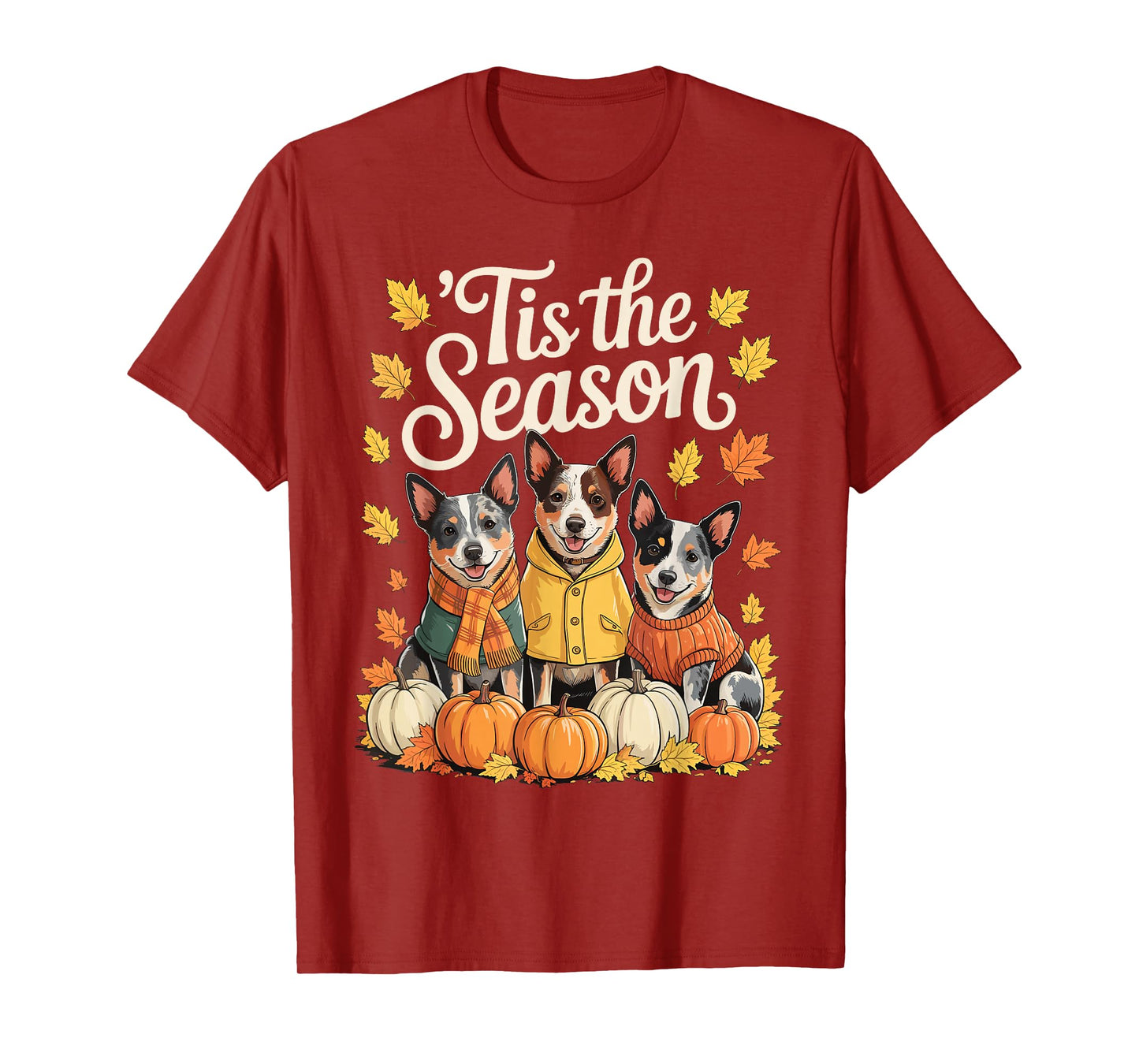 Tis The Season Blue Heeler Fall Autumn Pumpkin Dog T-Shirt