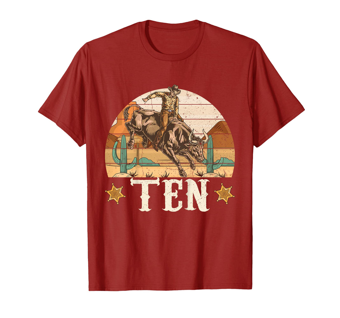 Bull Riding 10th Birthday 10 Years Old Boy Cowboy Rodeo T-Shirt