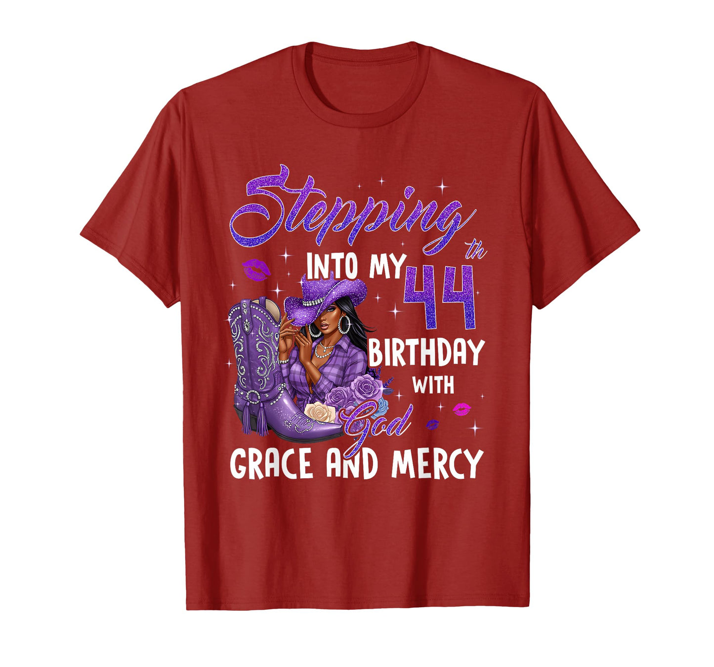 Stepping Into My 44th Birthday Faith Grace Mercy Cowgirl T-Shirt