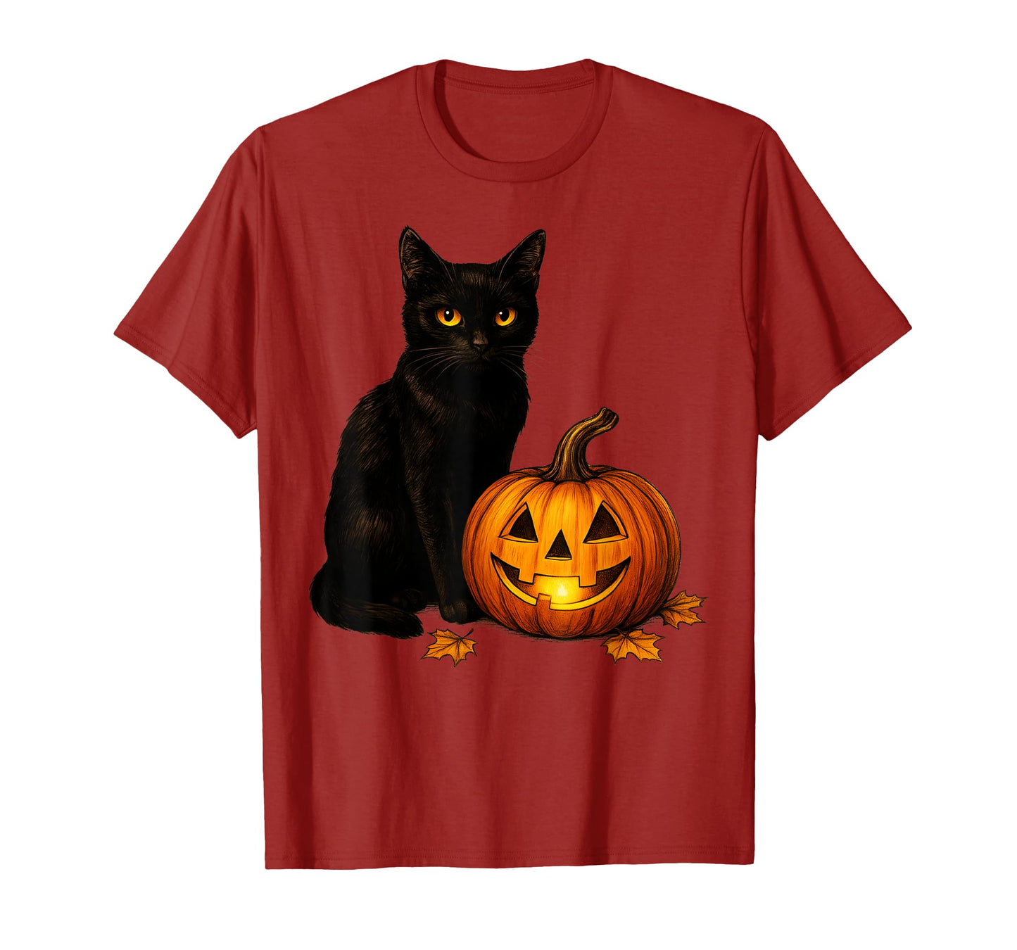 Retro Black Cat Halloween Pumpkin Costume Women Men Kids T-Shirt