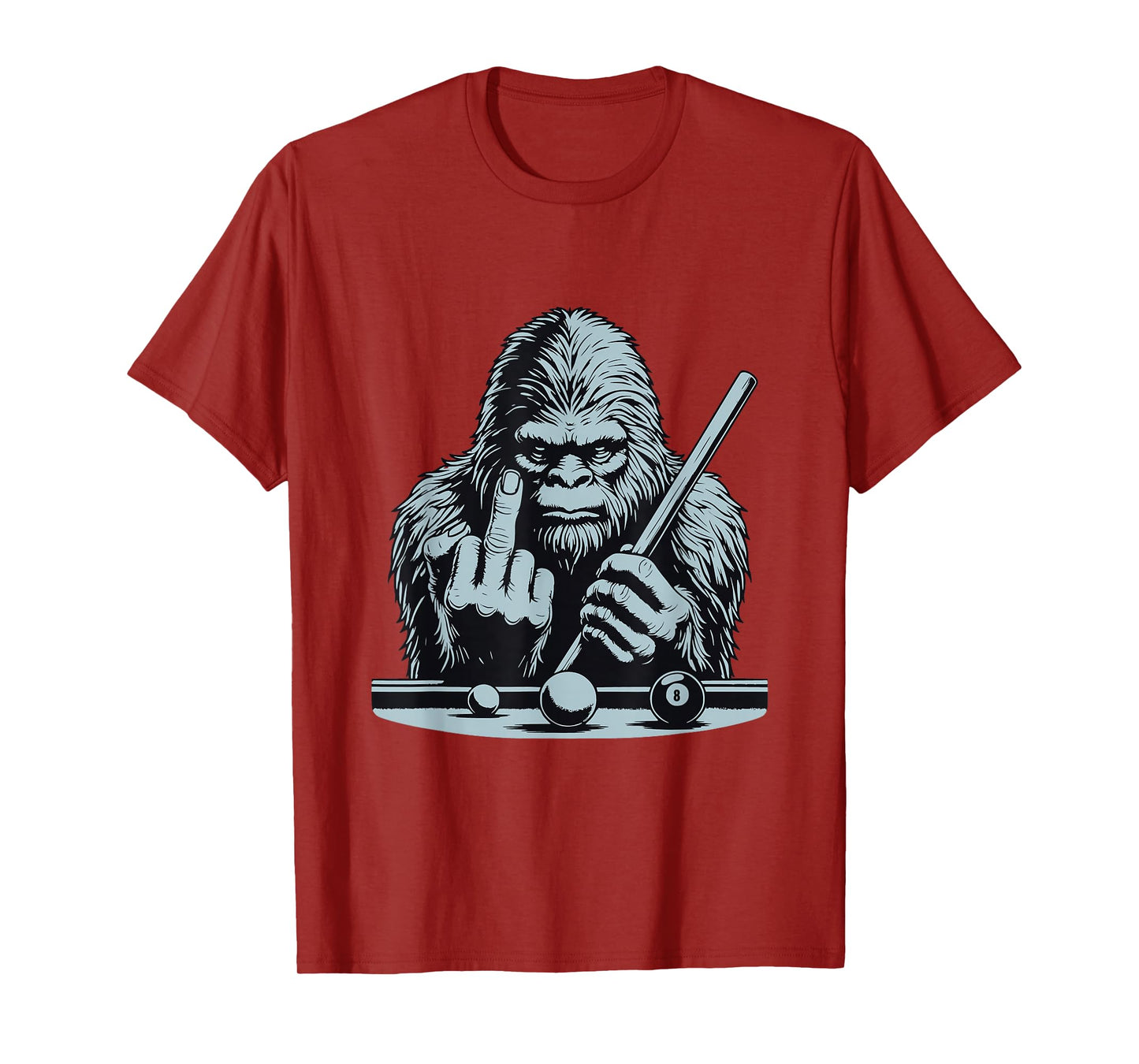 Funny Retro Bigfoot Sasquatch Billiards Bassquatch Pool T-Shirt