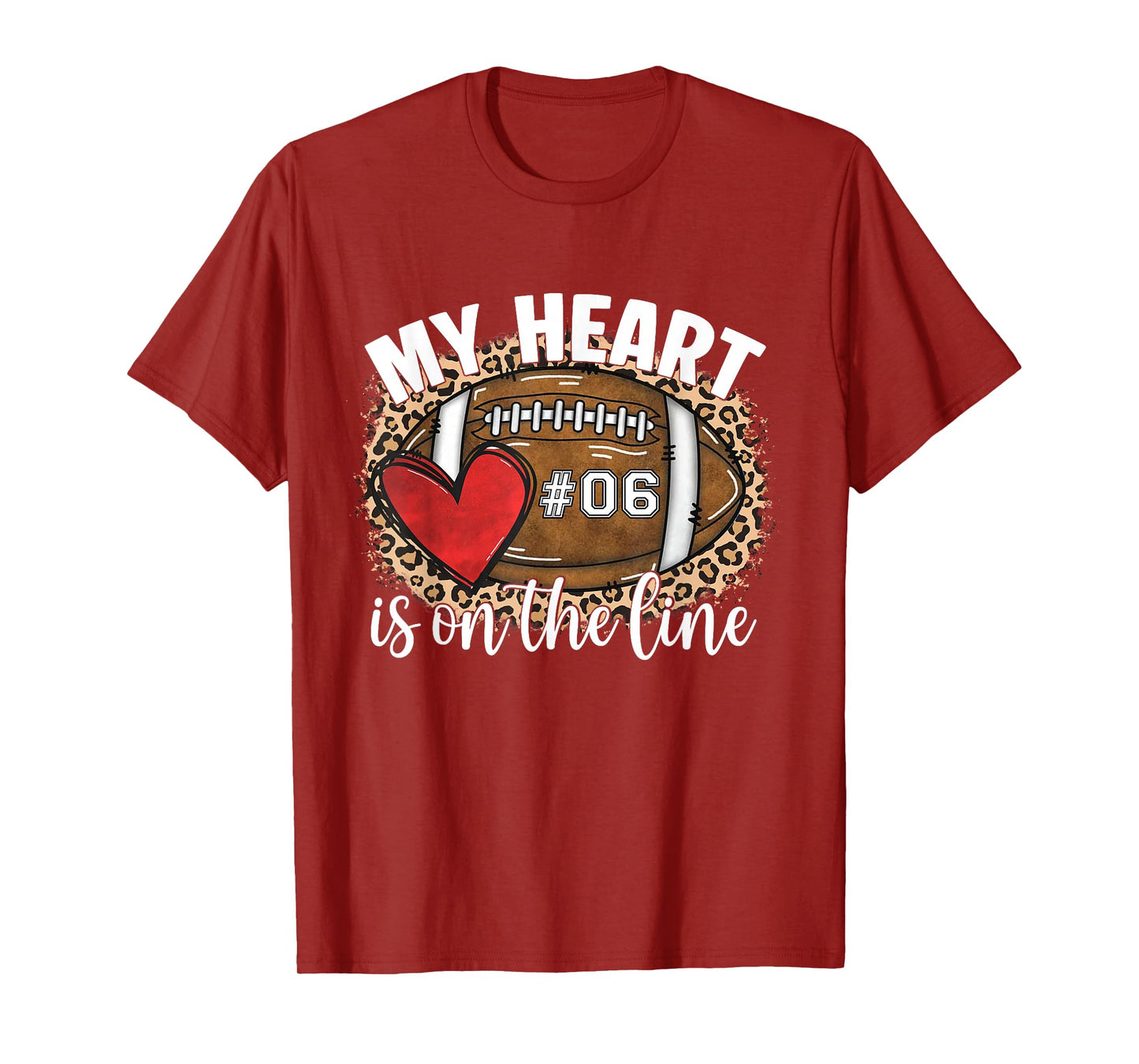 My Heart is On The Line 06 Jersey Number Football Mom Women T-Shirt