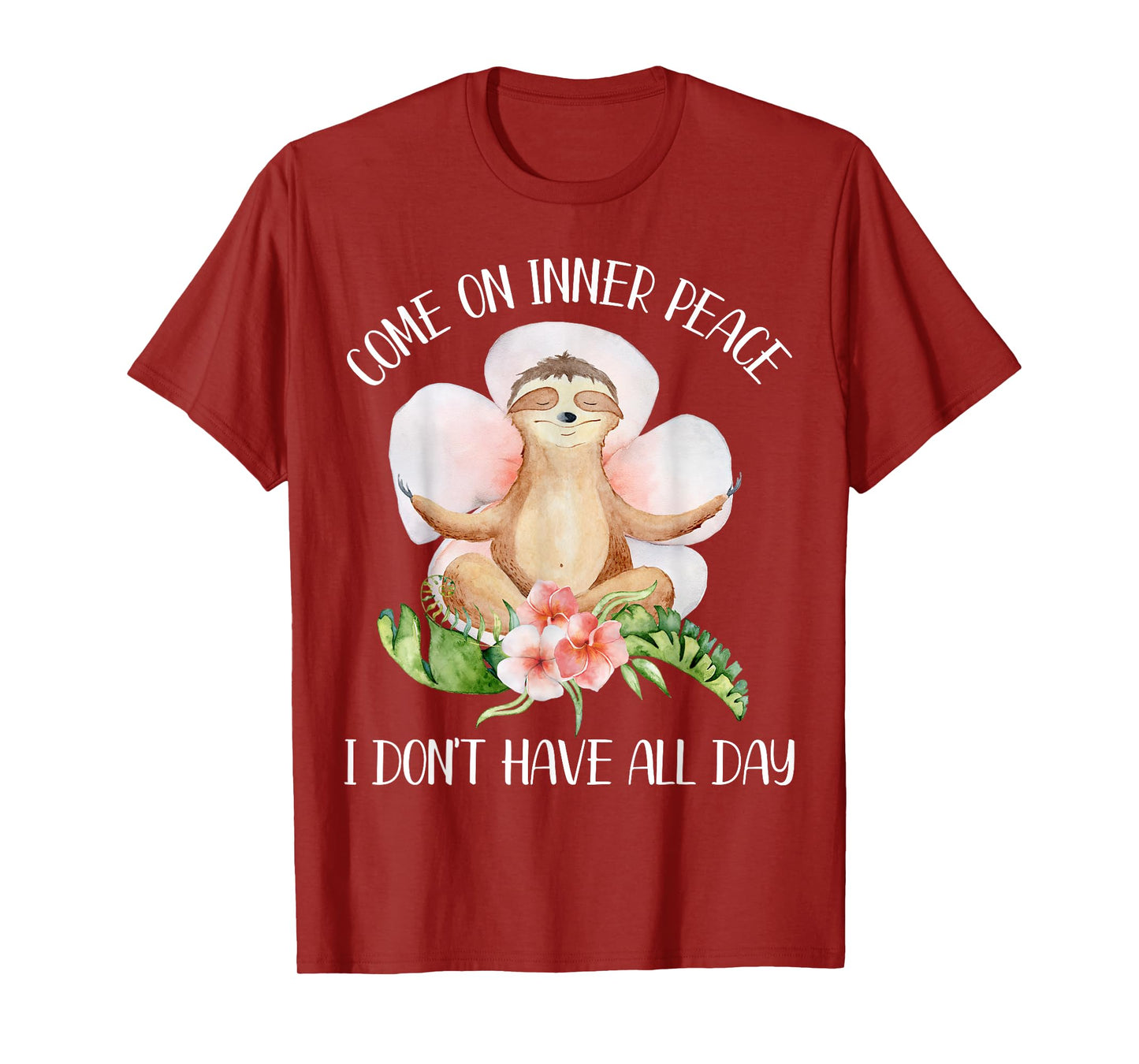 Funny Sloth Yoga Saying Come On Inner Peace Gift T-Shirt