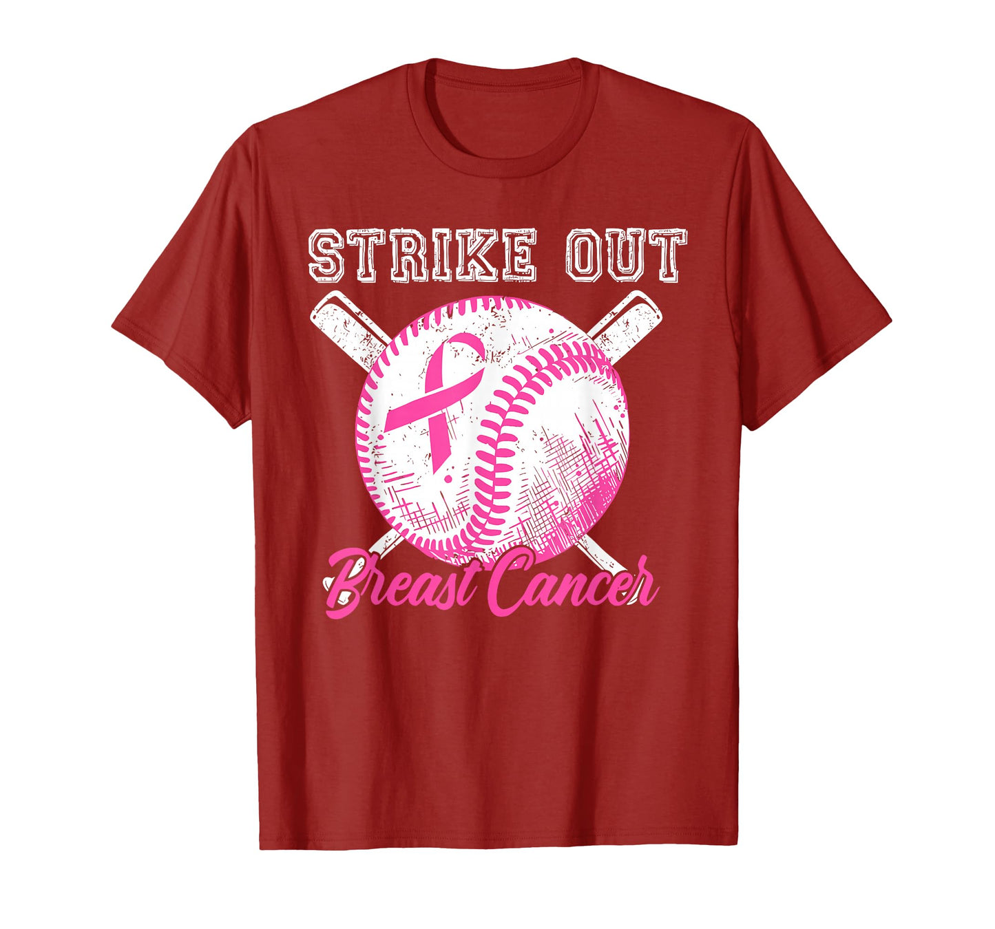 Baseball Strike Out Breast Cancer Awareness Pink Warrior T-Shirt