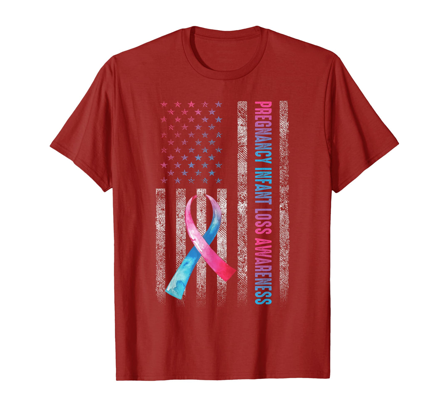 American Flag Pink & Blue Pregnancy Infant Loss Awareness T-Shirt