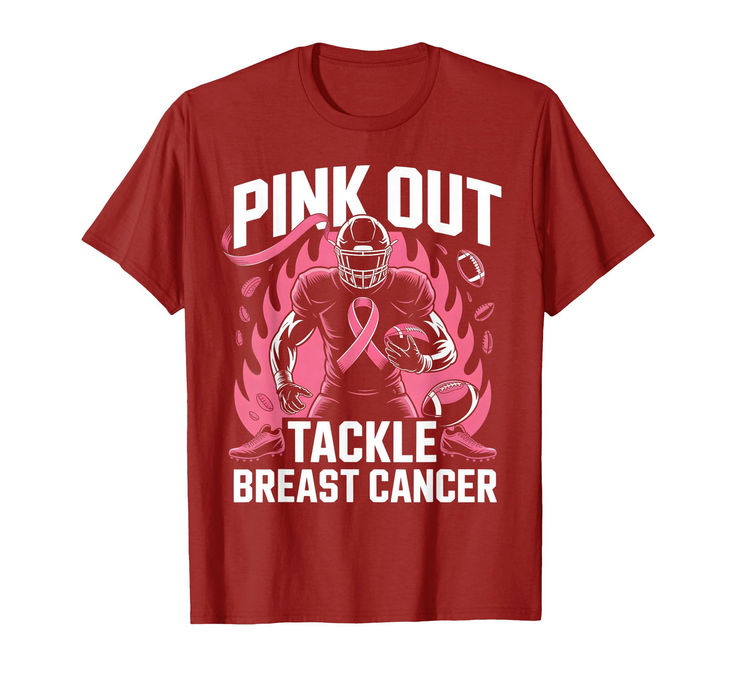 Pink Out Tackle Breast Cancer Team Support American Football T-Shirt
