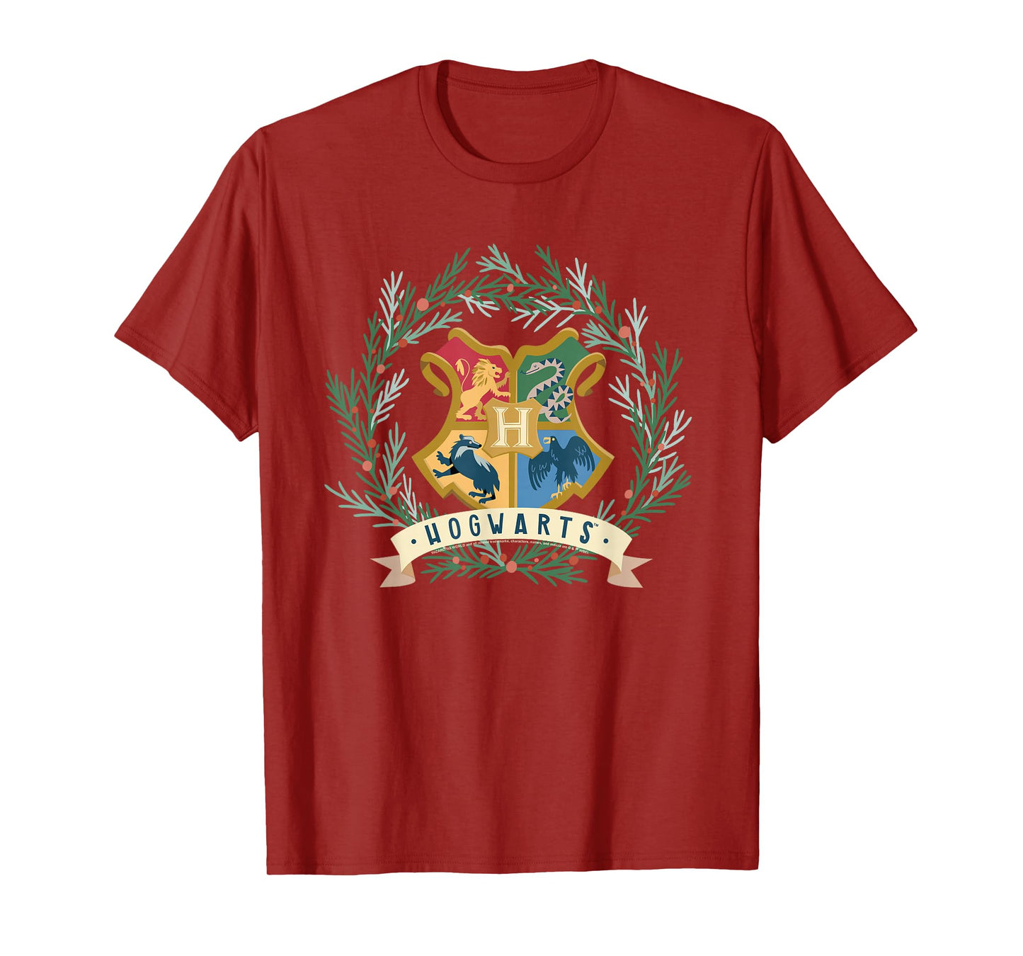 Harry Potter Hogwarts Shield Christmas Wreath T-Shirt