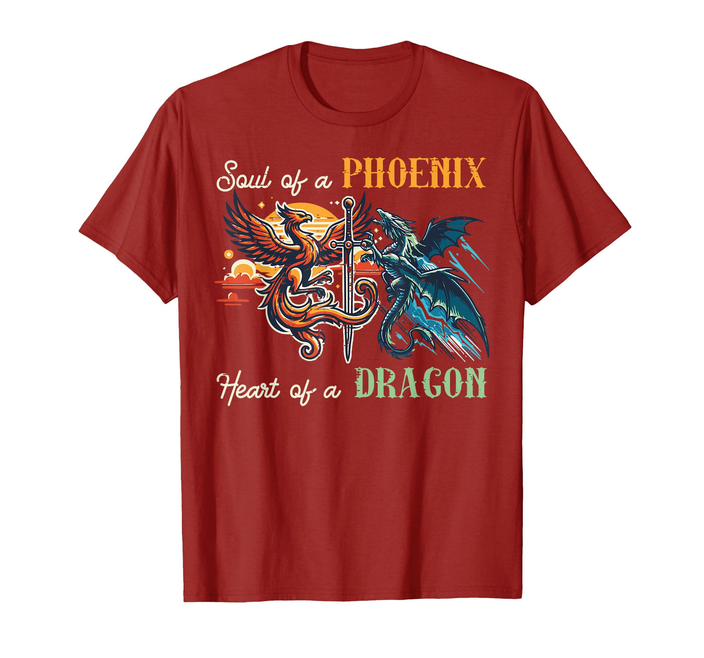 Soul of Phoenix Heart Dragon Fantasy Mythical Men Women Kids T-Shirt