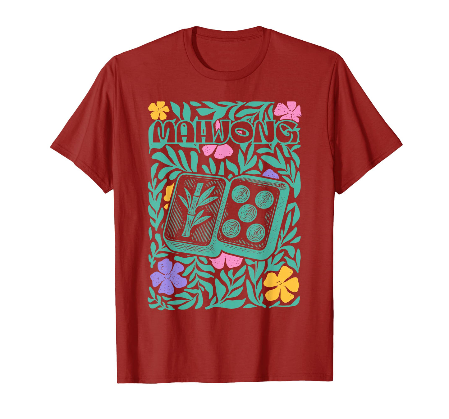 Boho Floral Mahjong Player Matching Mahjong Club Game Set T-Shirt