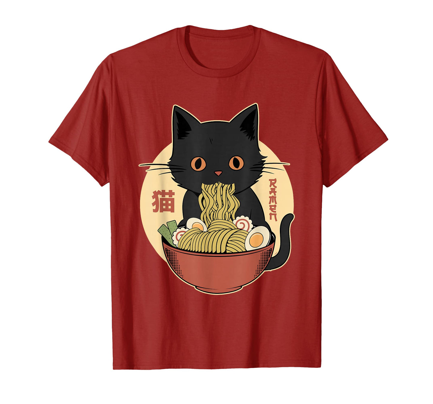 Cat Ramen Funny Graphic Tees Japanese Kawaii Cat Anime T-Shirt