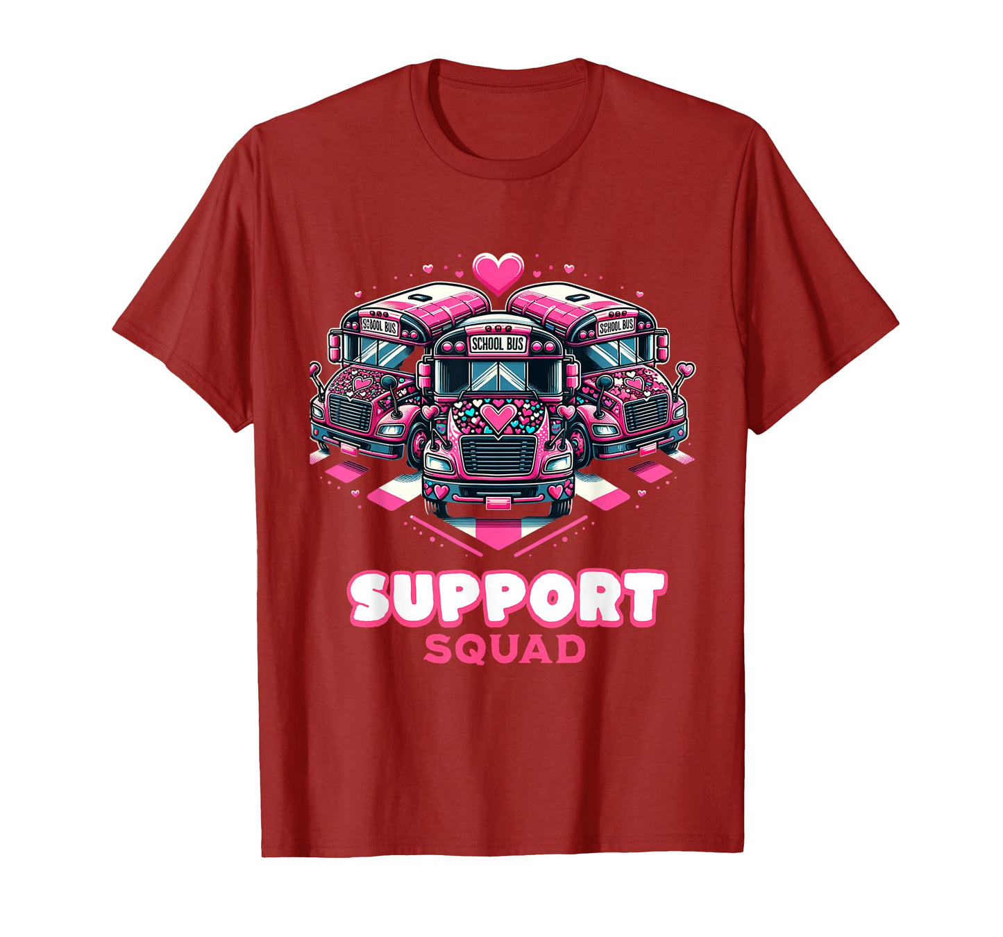 Support Squad Pink Leopard School Bus Driver Breast Cancer T-Shirt