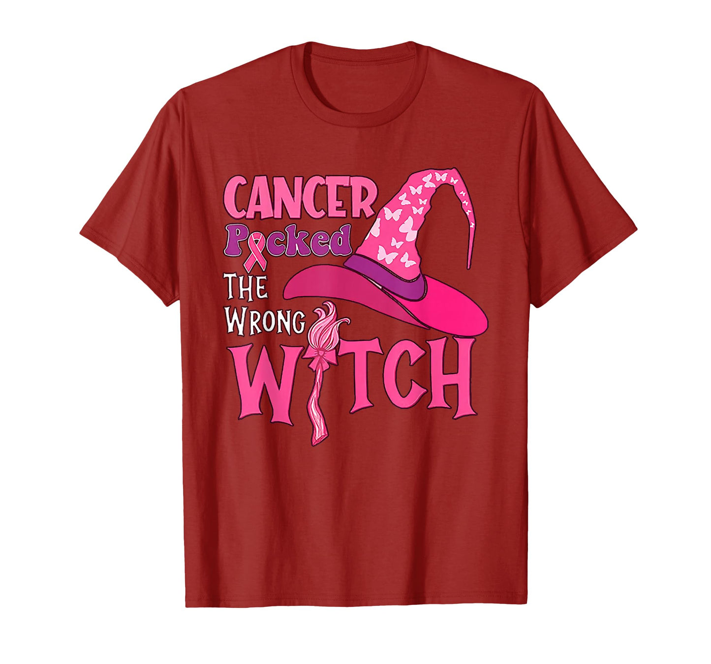 Cancer Picked The Wrong Witch Breast Cancer Halloween T-Shirt