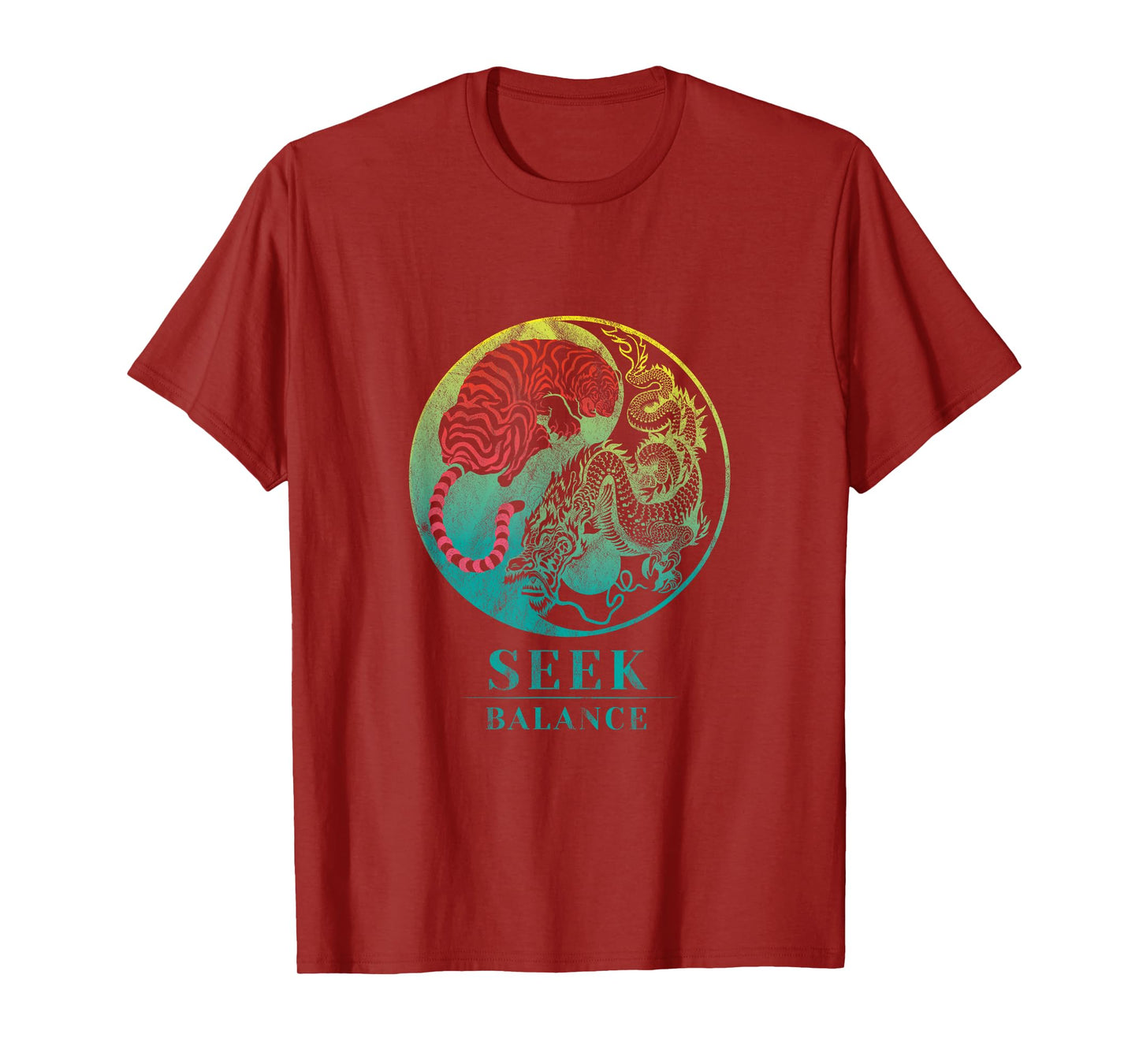 Yin Yang Symbol Dragon Tiger Seek Balance Male Female T-Shirt