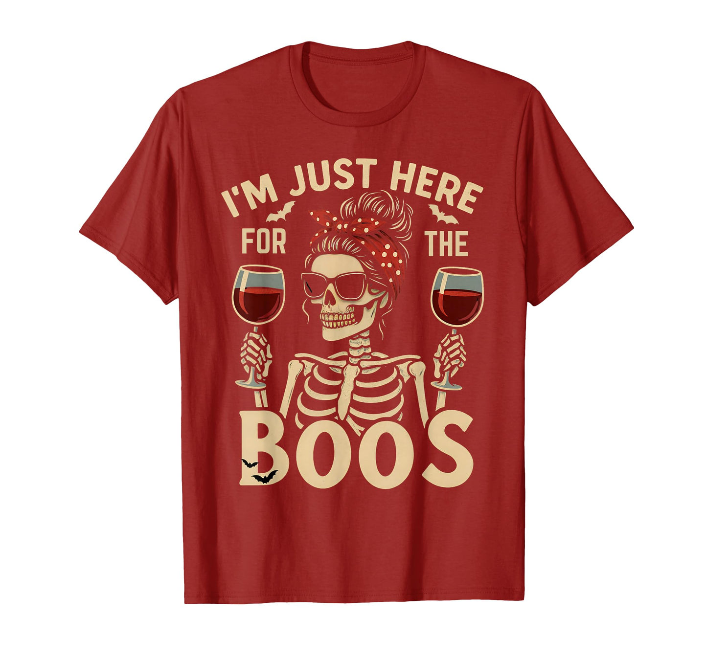 I’m Just Here for The Boos Funny Skeleton Halloween Costume T-Shirt