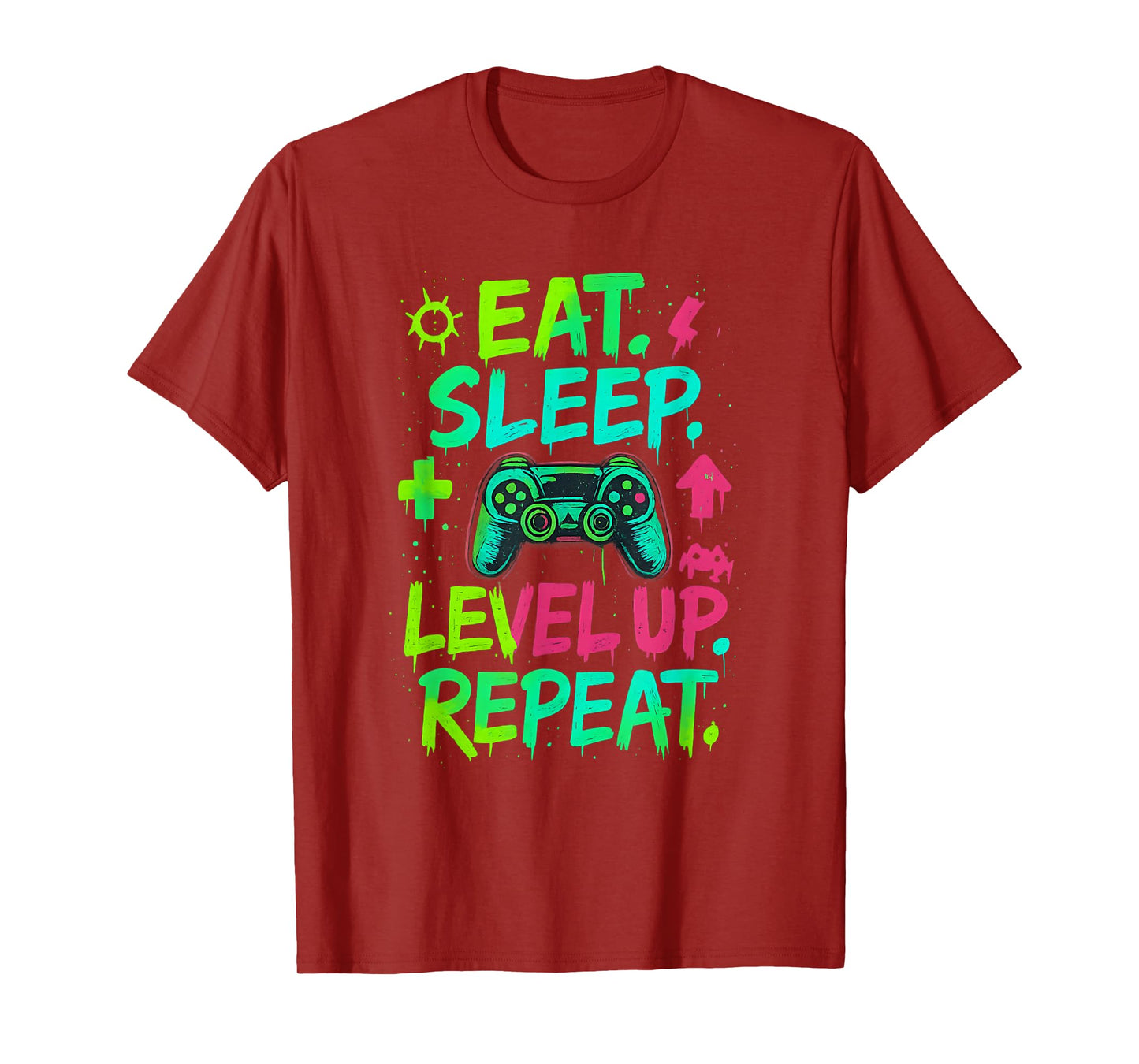 Eat Sleep Level Up Repeat Funny Boys Kids Adult Gamer T-Shirt