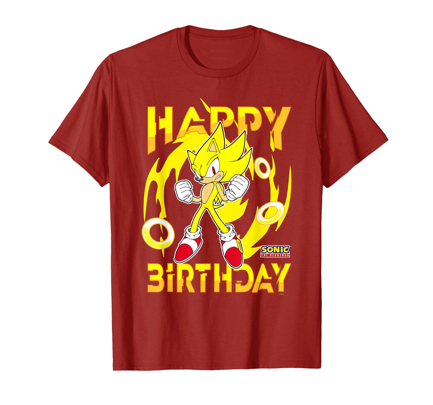 Sonic The Hedgehog Happy Birthday Super Sonic Chest Poster T-Shirt