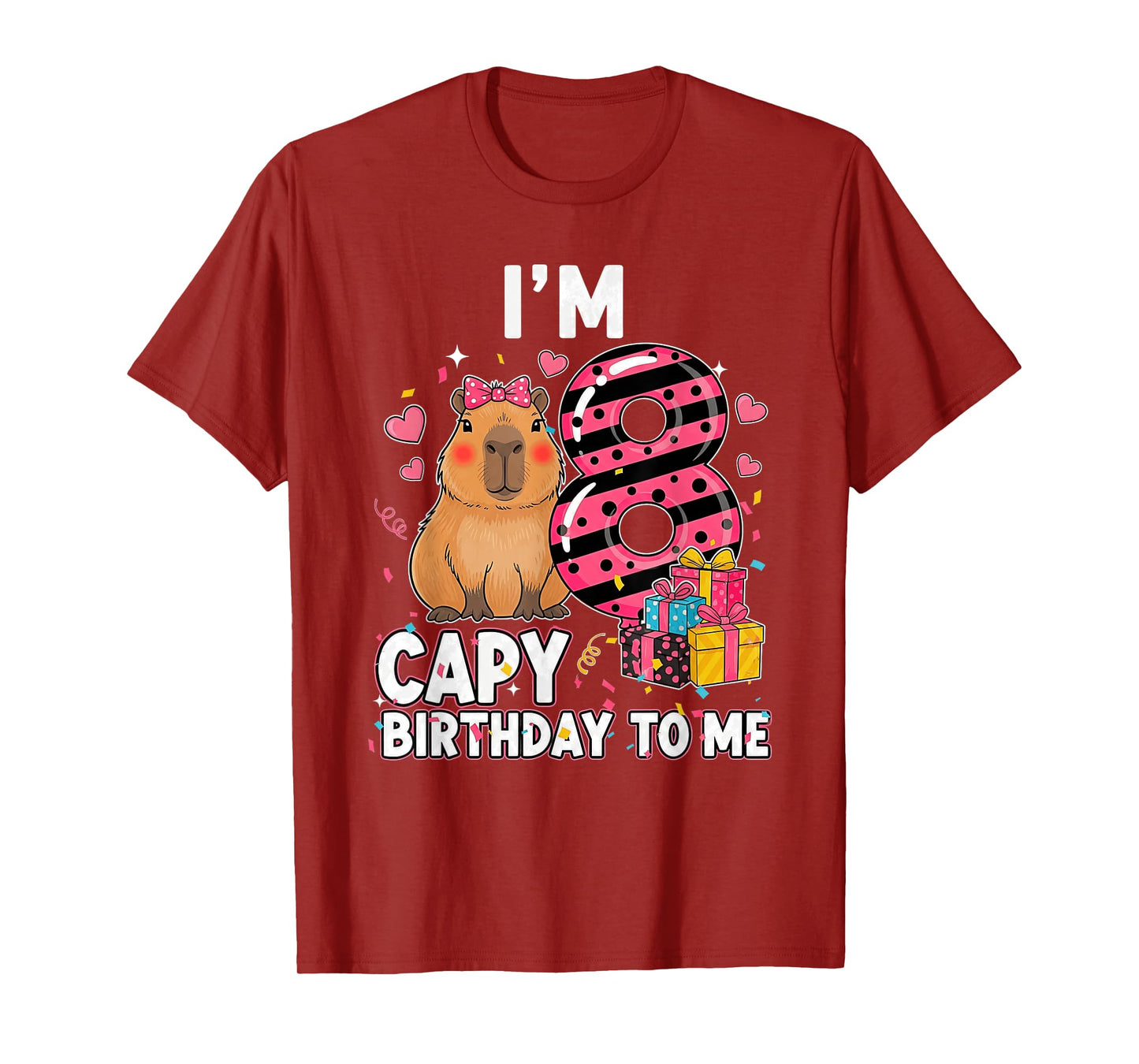 8 Years Capy Birthday to Me Girls 8th Birthday Capybara T-Shirt