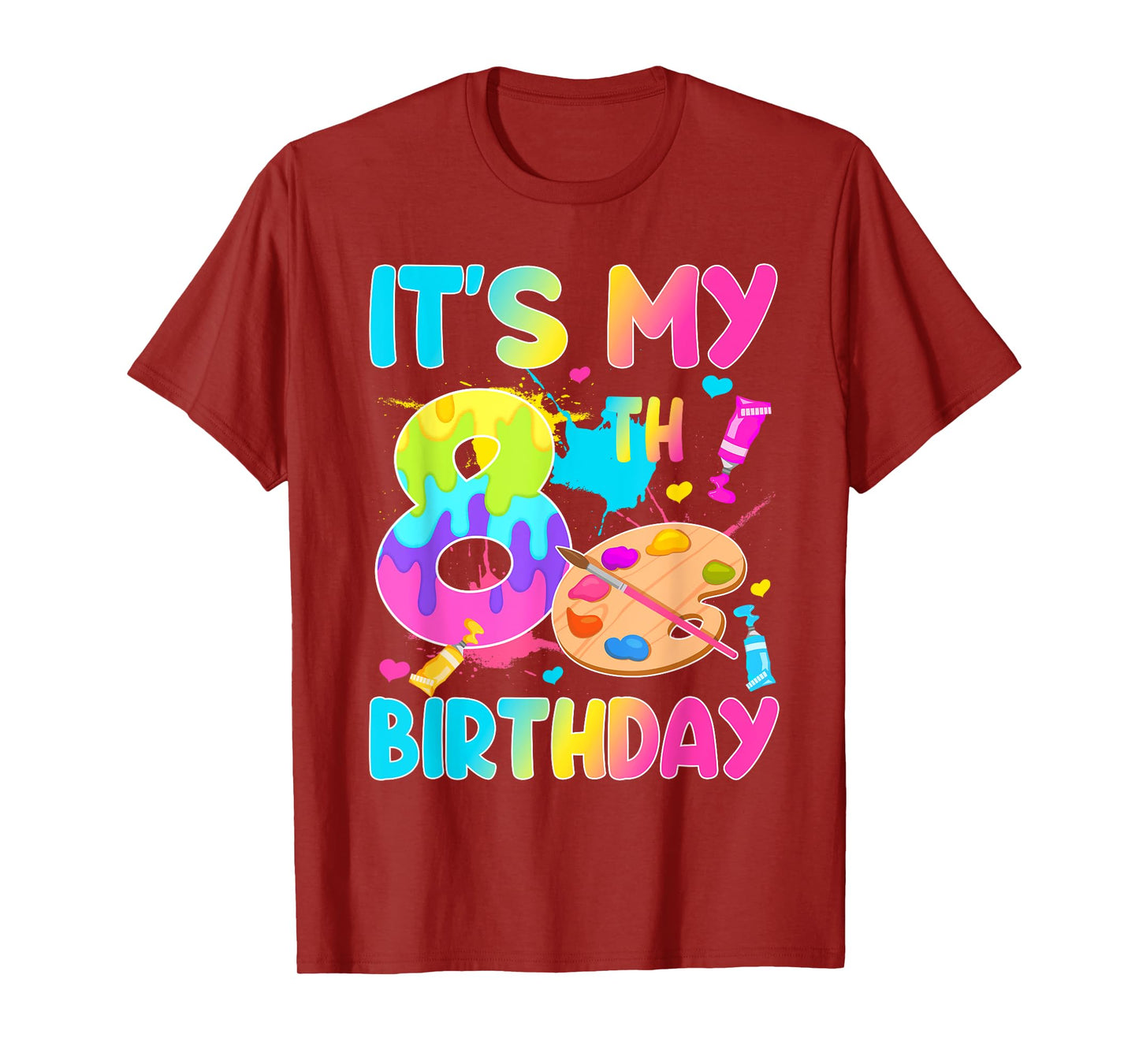 It's My 8th Birthday Painting Art Theme 8 Year Old Artist T-Shirt