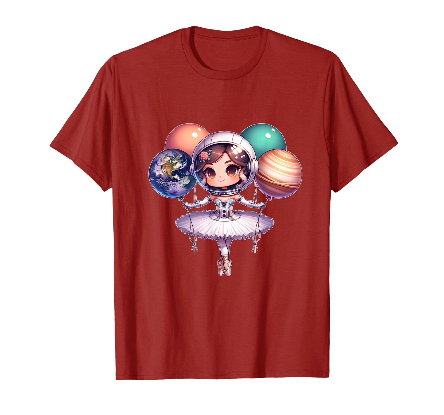 Cute ballerina girl space astronaut funny space ballons T-Shirt