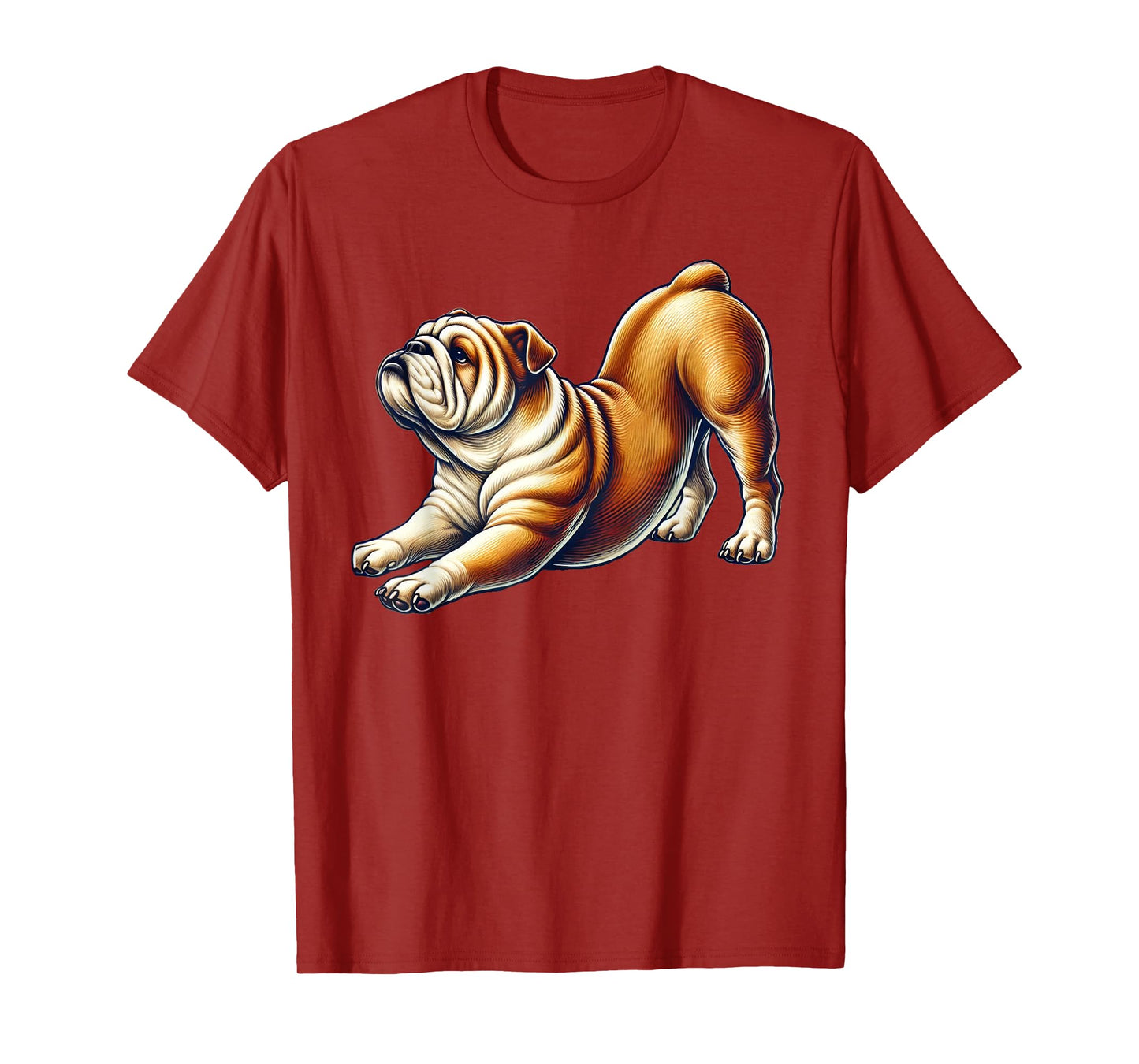 English Bulldog Dog Yoga Pose T-Shirt for Men Women Kids