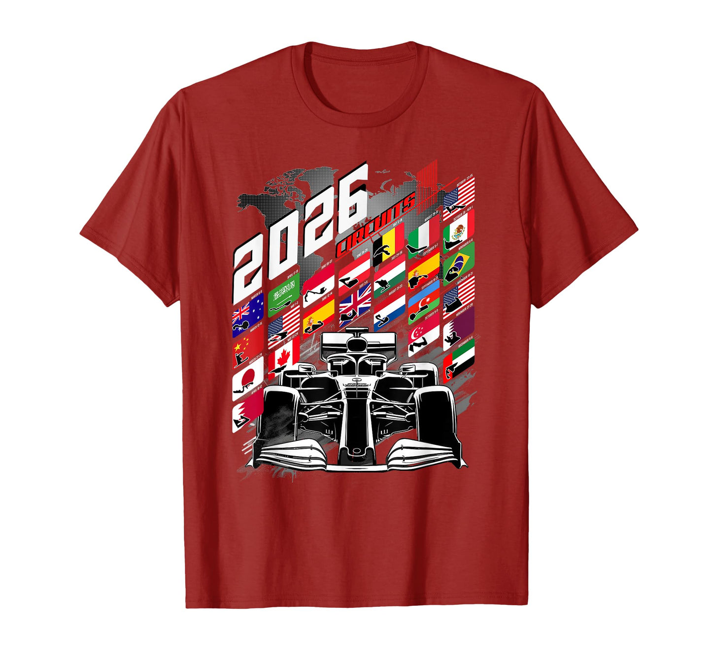 2026 Calendar Racing Circuit Schedule Gear Places T-Shirt