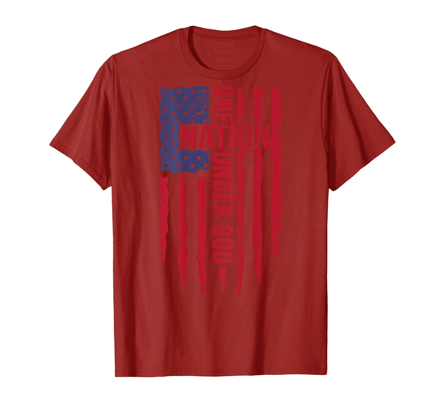 Jesus One Nation Under God Christian American Flag On Back T-Shirt