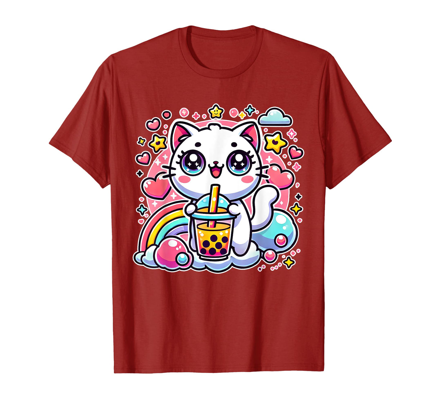 Cute Cat Boba Tea Bubble Tea Anime Kawaii Neko Gift Idea T-Shirt for Men Women Girls Kids
