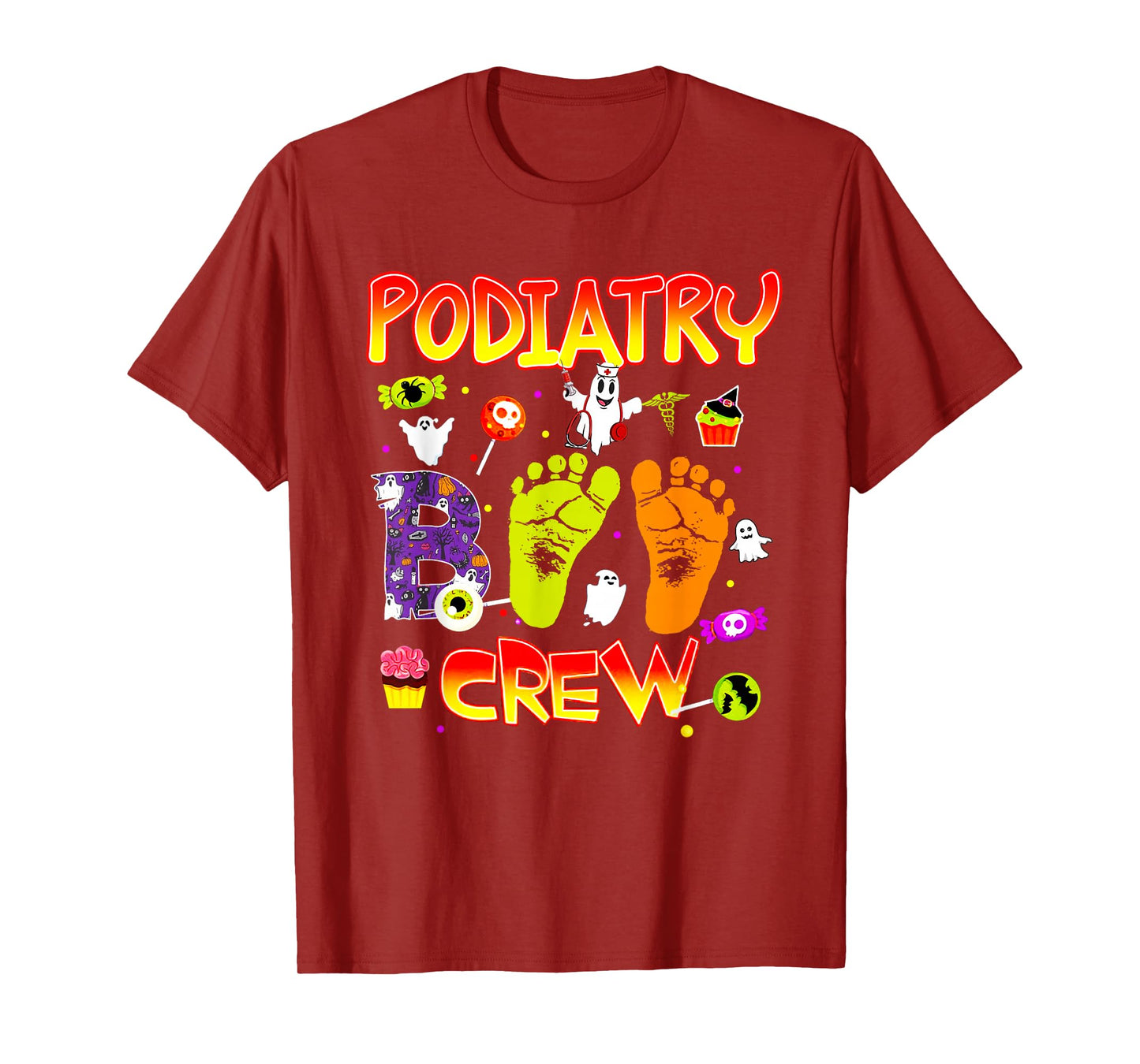 Podiatry Boo Crew Funny Ghost Footprint Halloween Spooky T-Shirt