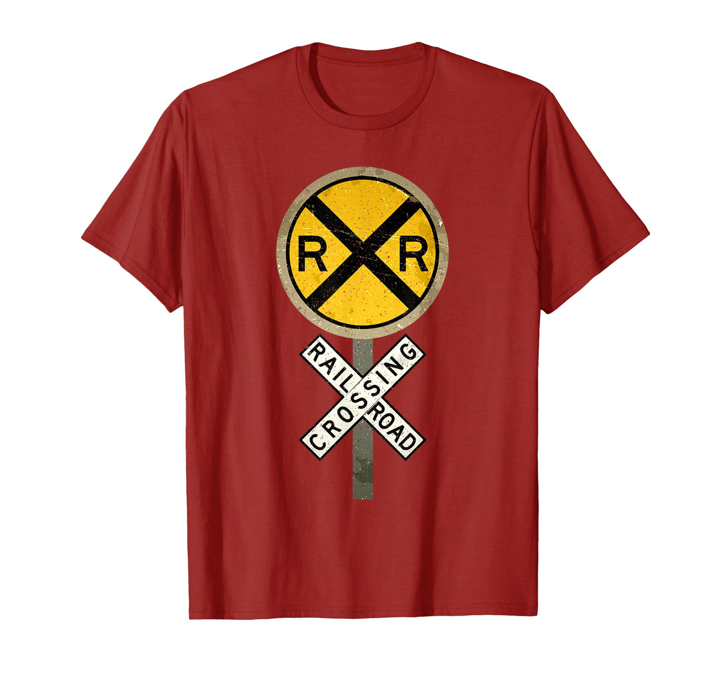 Cool Train Art For Men Women Railroad Crossing Model Train T-Shirt