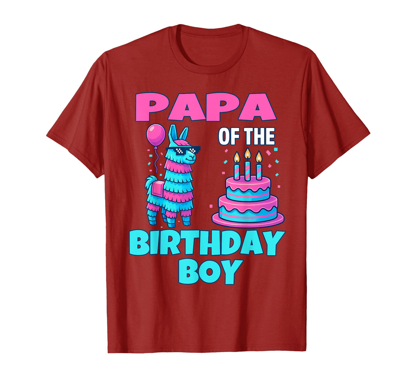 papa of Birthday Boy Llama Pinata Party family mathing men T-Shirt