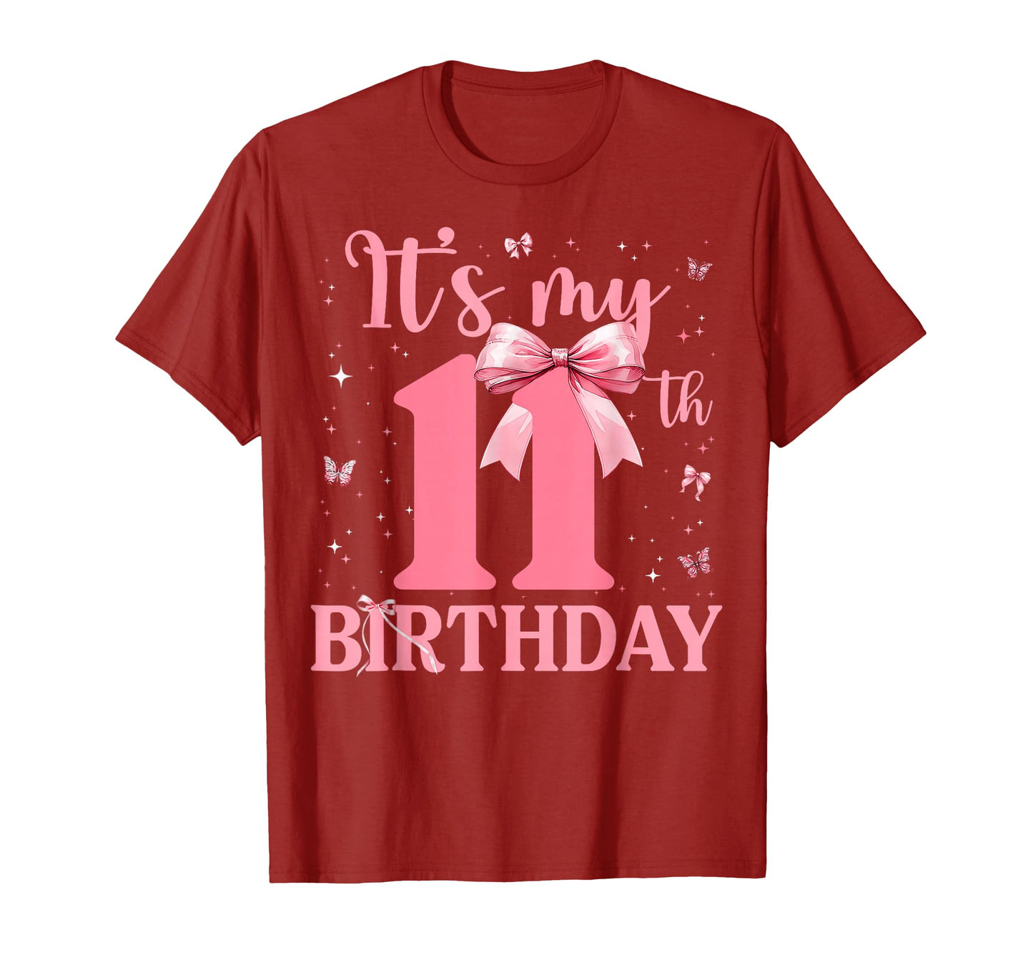 It's My 11th Birthday Aesthetic Pink Bow Coquette Birthday T-Shirt
