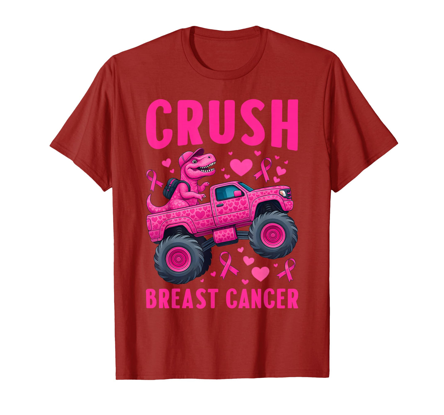 Crush Breast Cancer Awareness Monster Truck Toddler Boy Kids T-Shirt