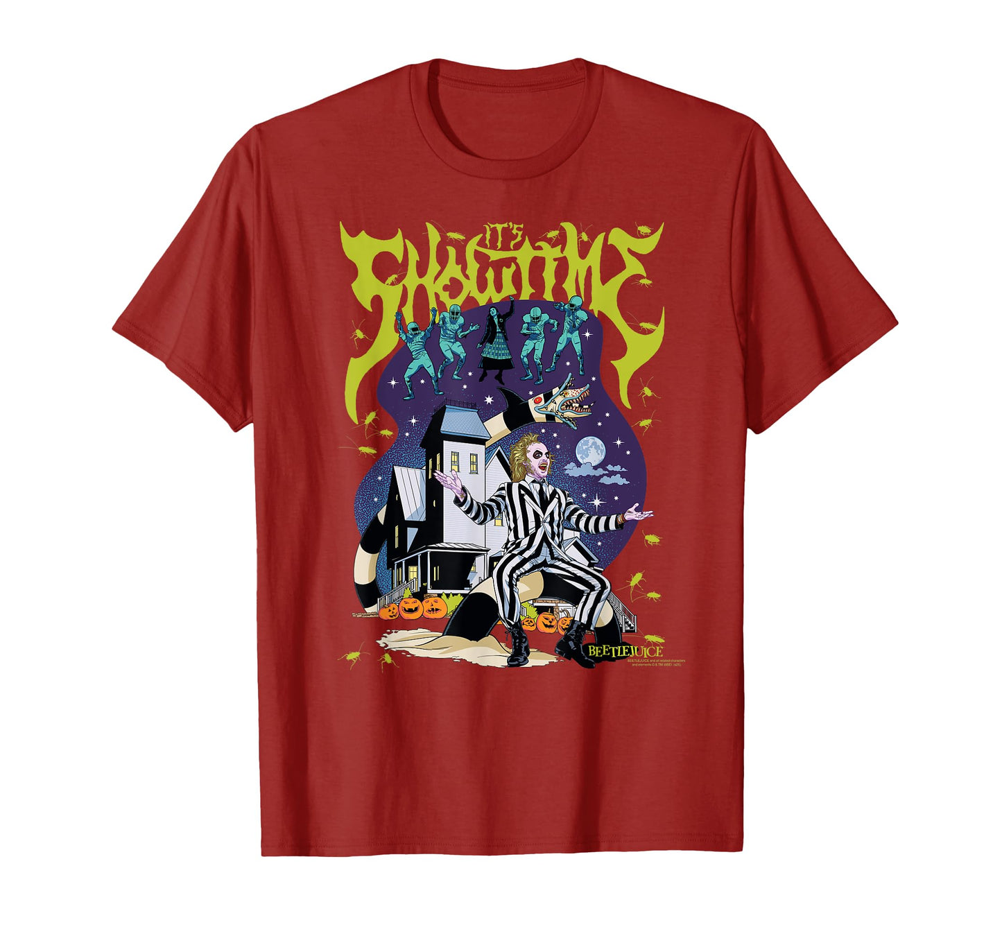Beetlejuice It's Showtime Colorful Collage Retro Movie T-Shirt
