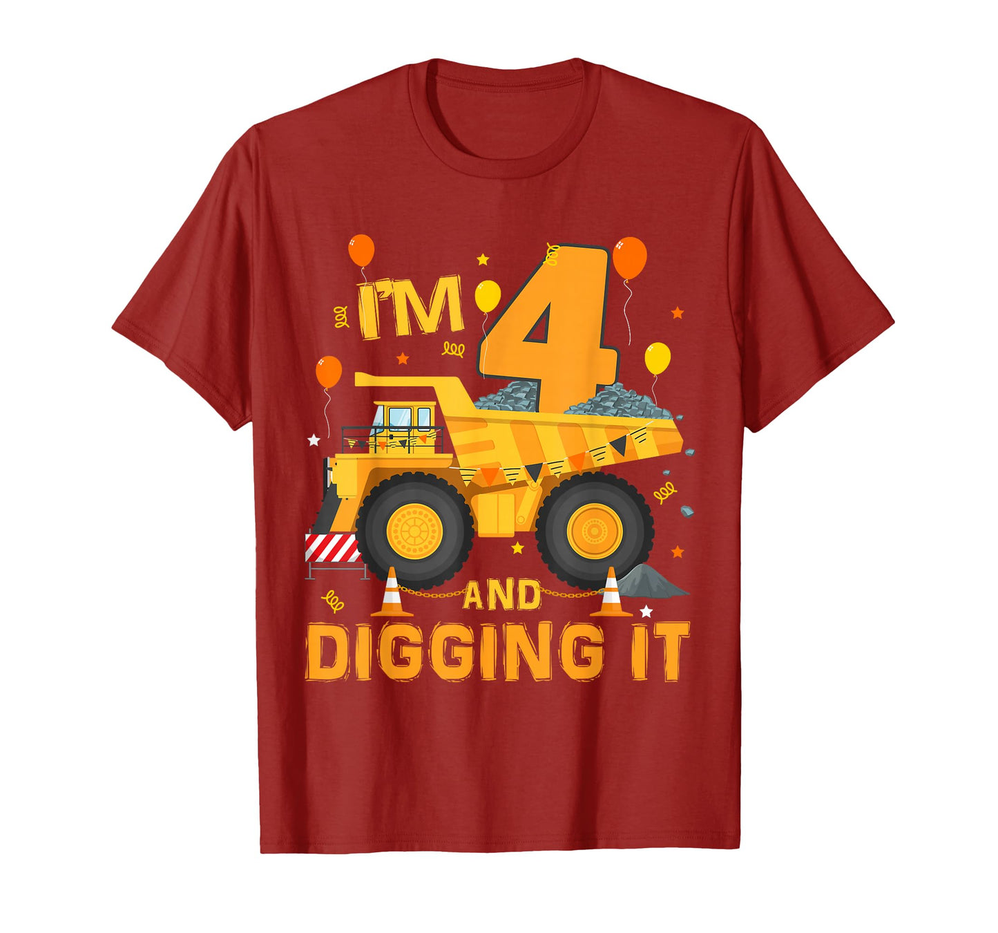 I'm 4 Year Old Digging It 4th Birthday Construction Truck T-Shirt