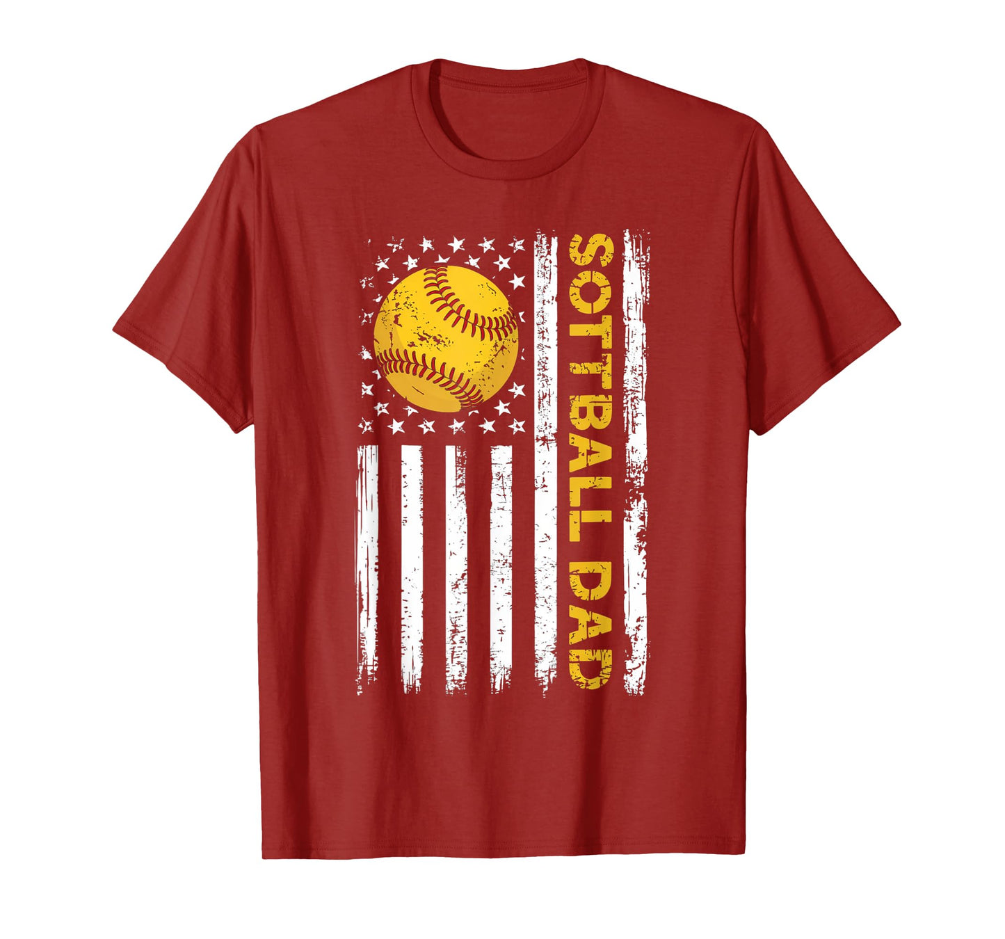 Softball Dad Usa American Flag Patriotic Dad Father's Day T-Shirt