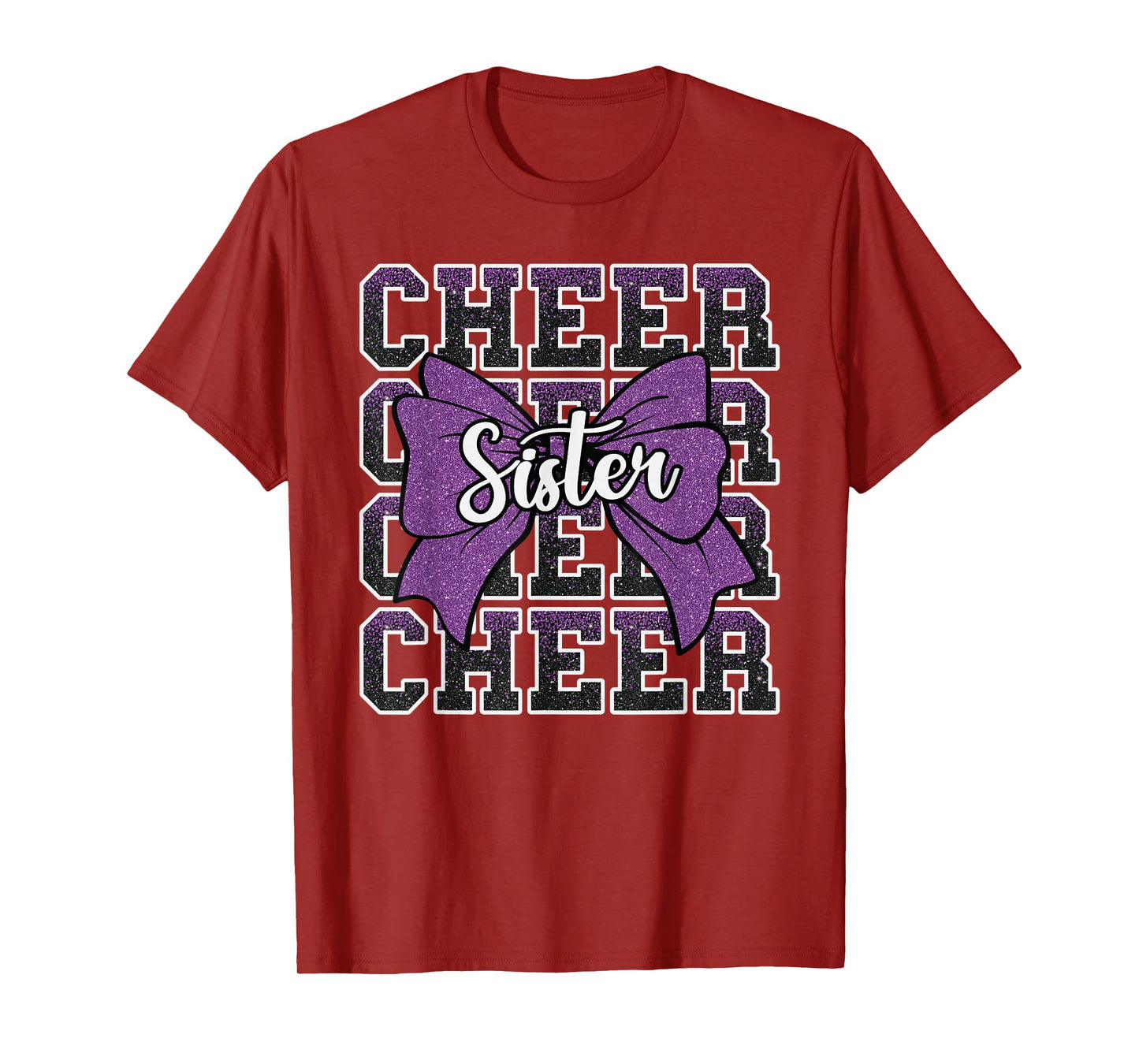 Cheer Sister Bow Sport Cheerleader Cheerleading Purple T-Shirt