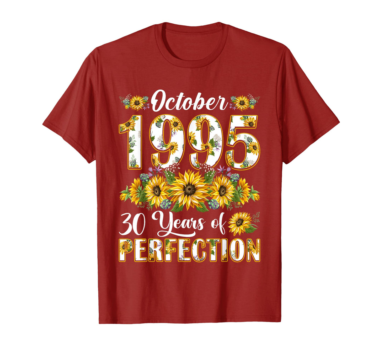 30 Year Old October 1995 Sunflower 30th Birthday Women T-Shirt