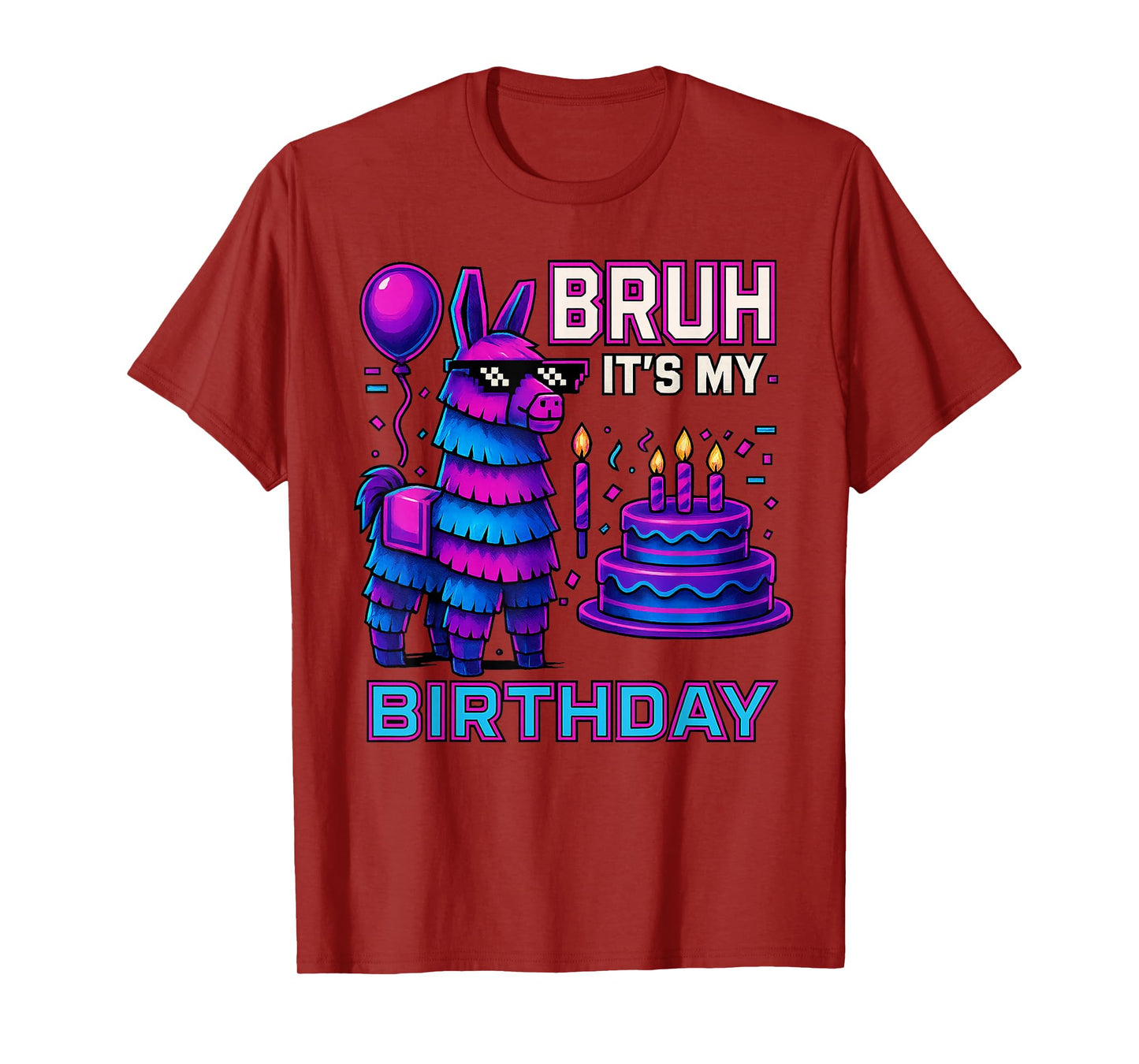 Bruh It’s My Birthday Funny Llama Pinata bday boy kids party T-Shirt