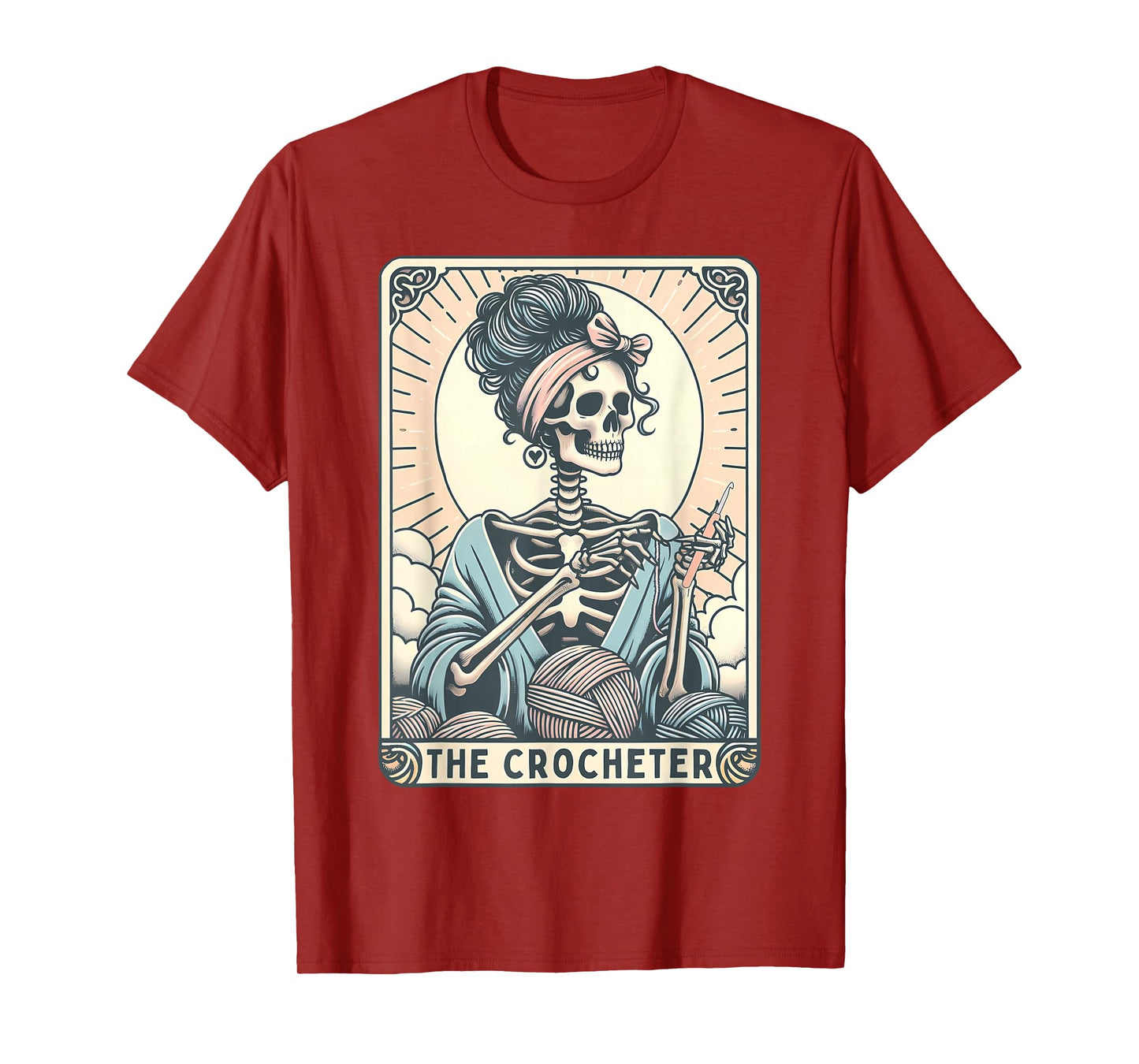 Skeleton The Crocheter Mom Tarot Card Knitter Crochet Lover T-Shirt