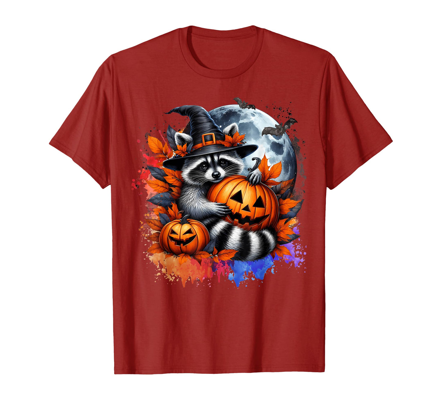 Halloween Raccoon Pumpkin Witch Gifts For Men Women Kid Boys T-Shirt