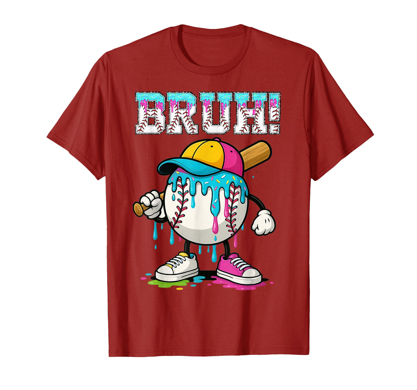 Baseball Drip Boys Bruh Ice Cream Bruh Meme For Son Grandson T-Shirt