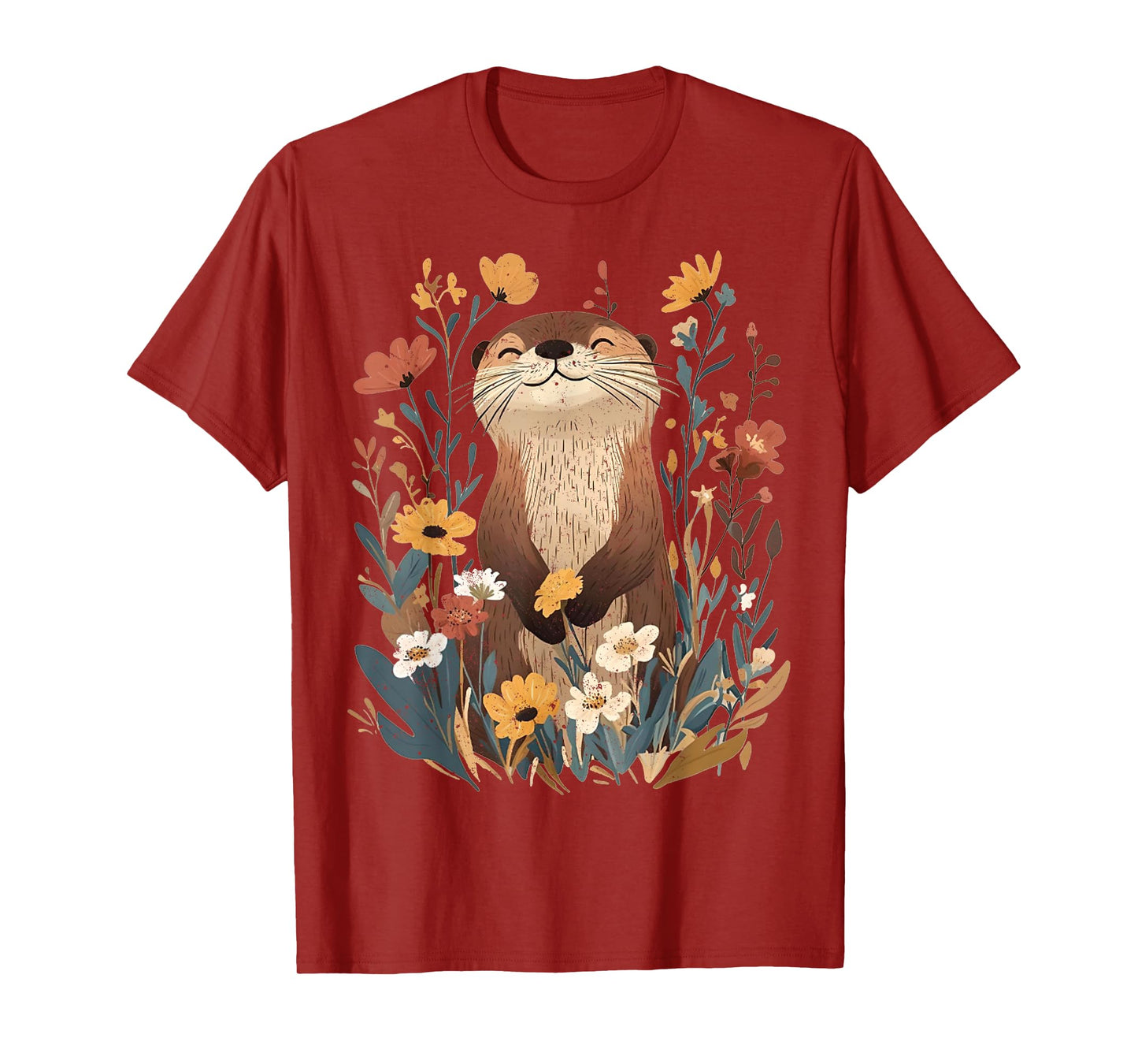 Aesthetic Goblincore Wildflower Art Floral Sea Otters Lover T-Shirt