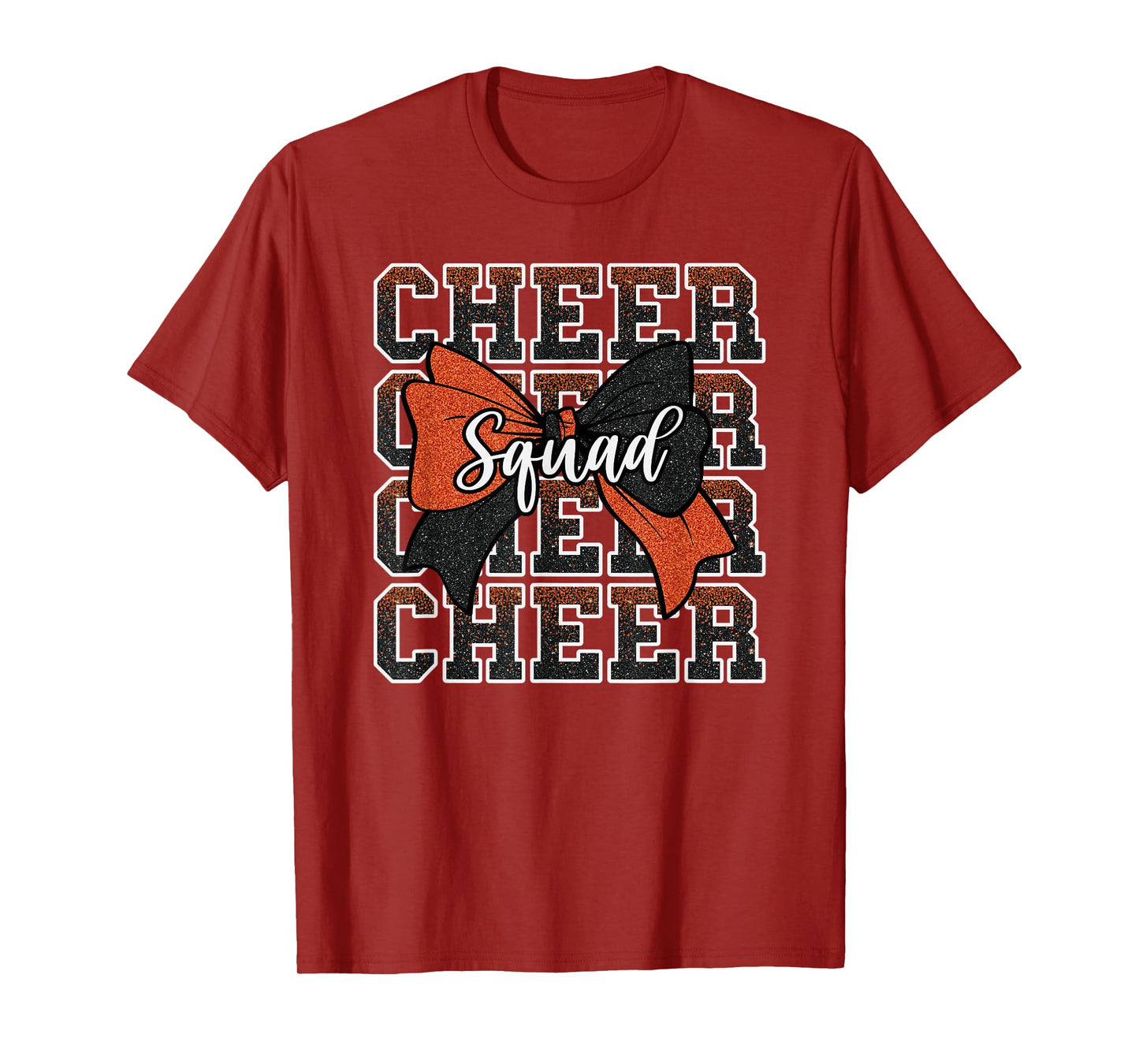 Orange Black Bow Cheer Squad Sport Cheerleader Cheerleading T-Shirt