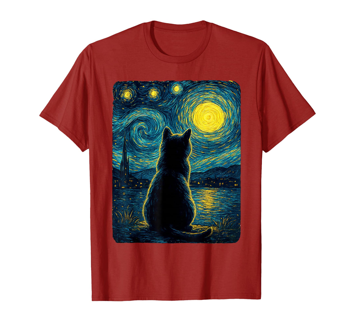 Black Cats Lover Starry Night Vincent Van Gogh T-Shirt