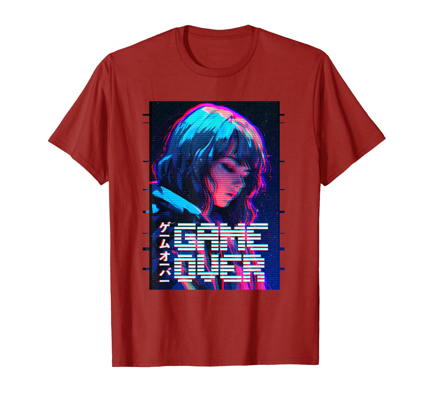 Game Over Sad Japanese Anime Girl Vaporwave Aesthetic T-Shirt