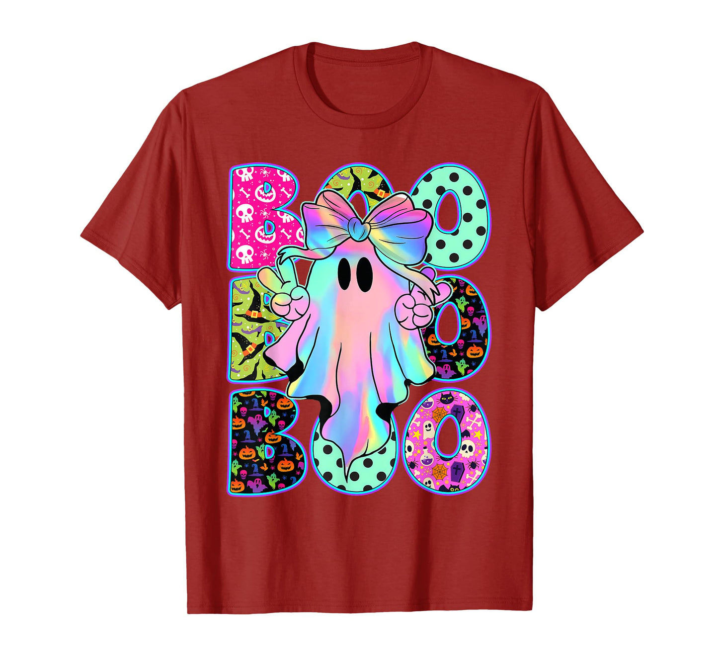 Funny Cute Boo Ghost Spooky Season Glow in Halloween Night T-Shirt