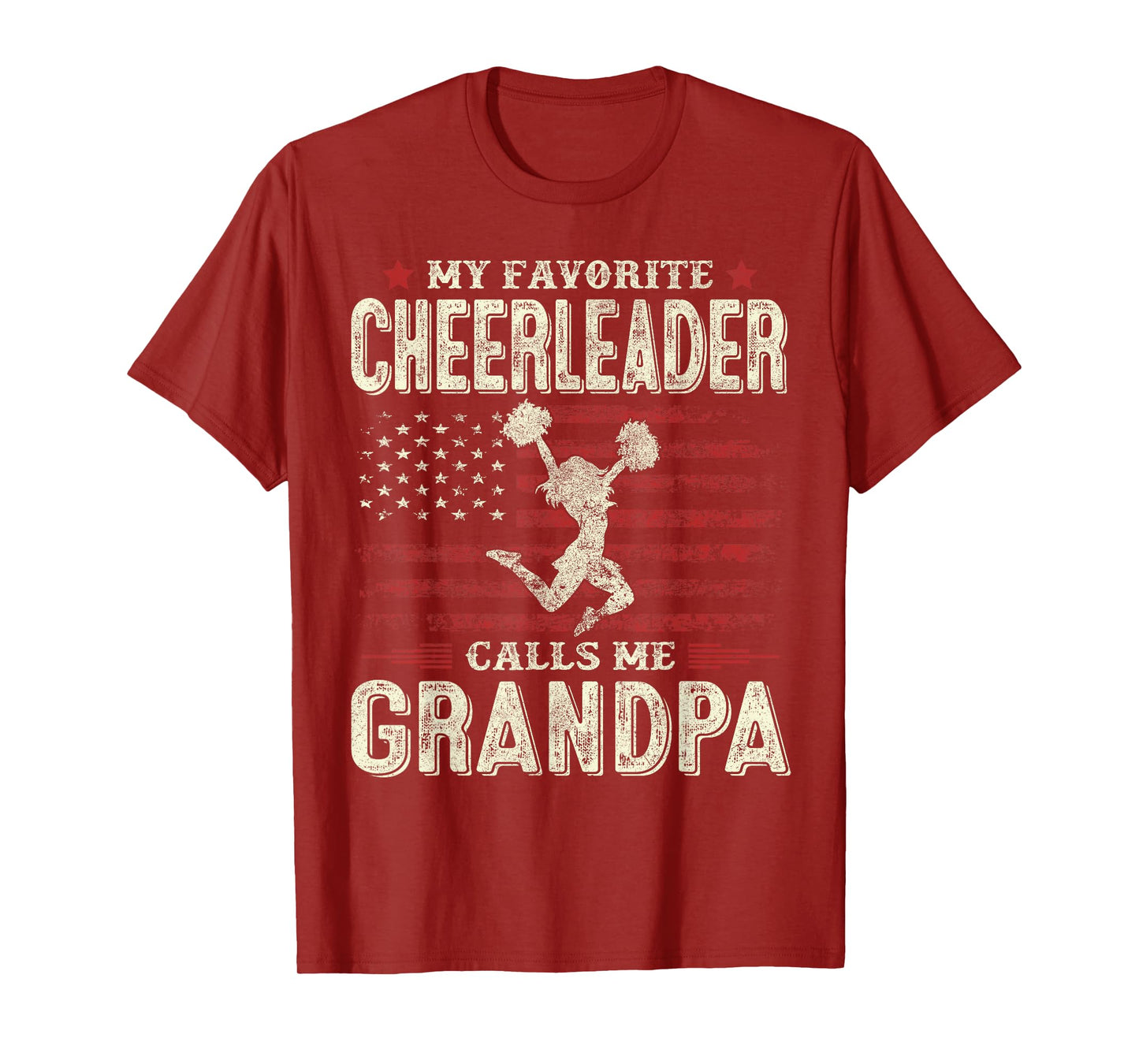 My Favorite Cheerleader Calls Me Grandpa Flag Cheer Grandpa T-Shirt