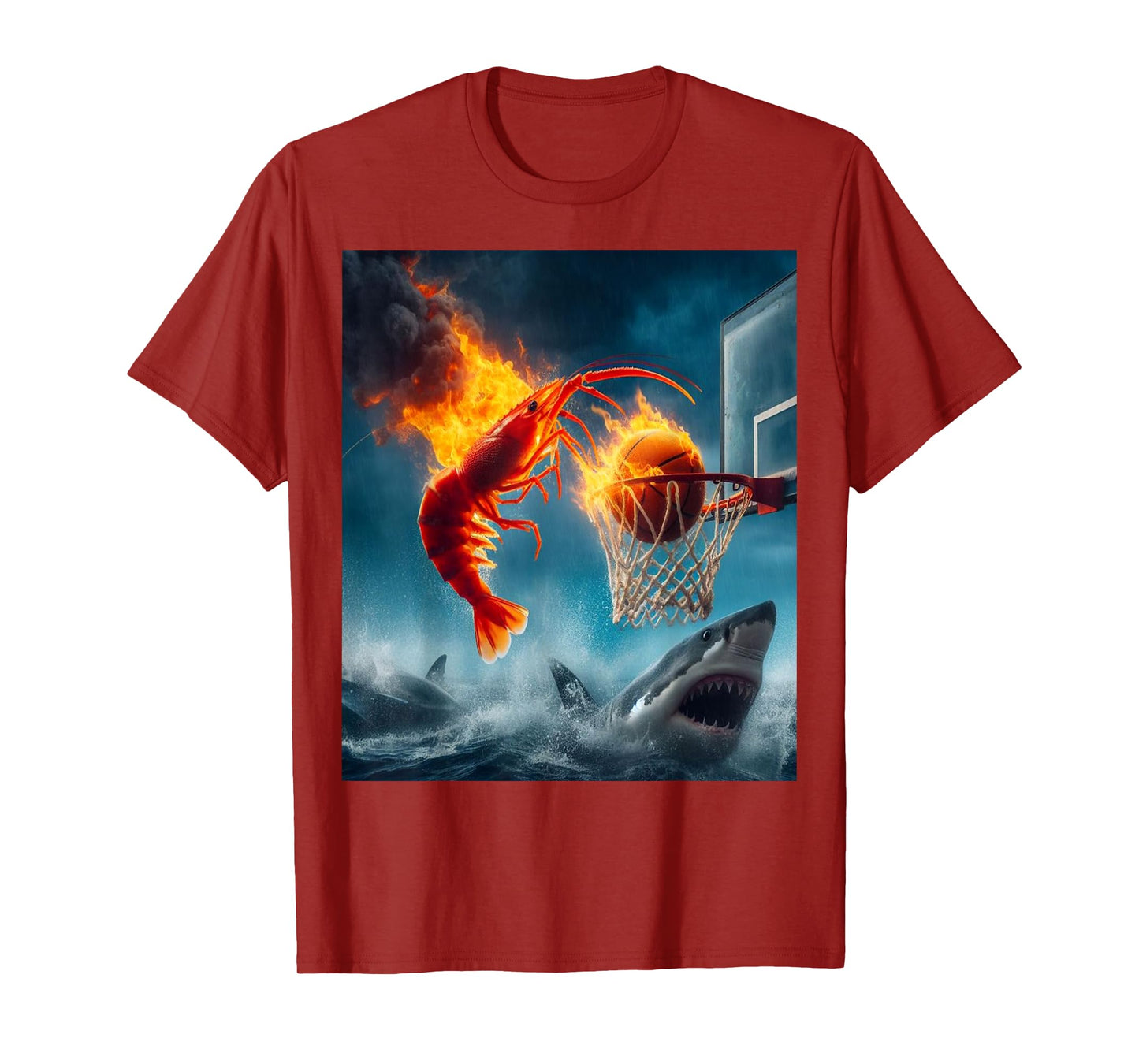 Shrimp Dunking on Shark Funny Fishing Meme T-Shirt