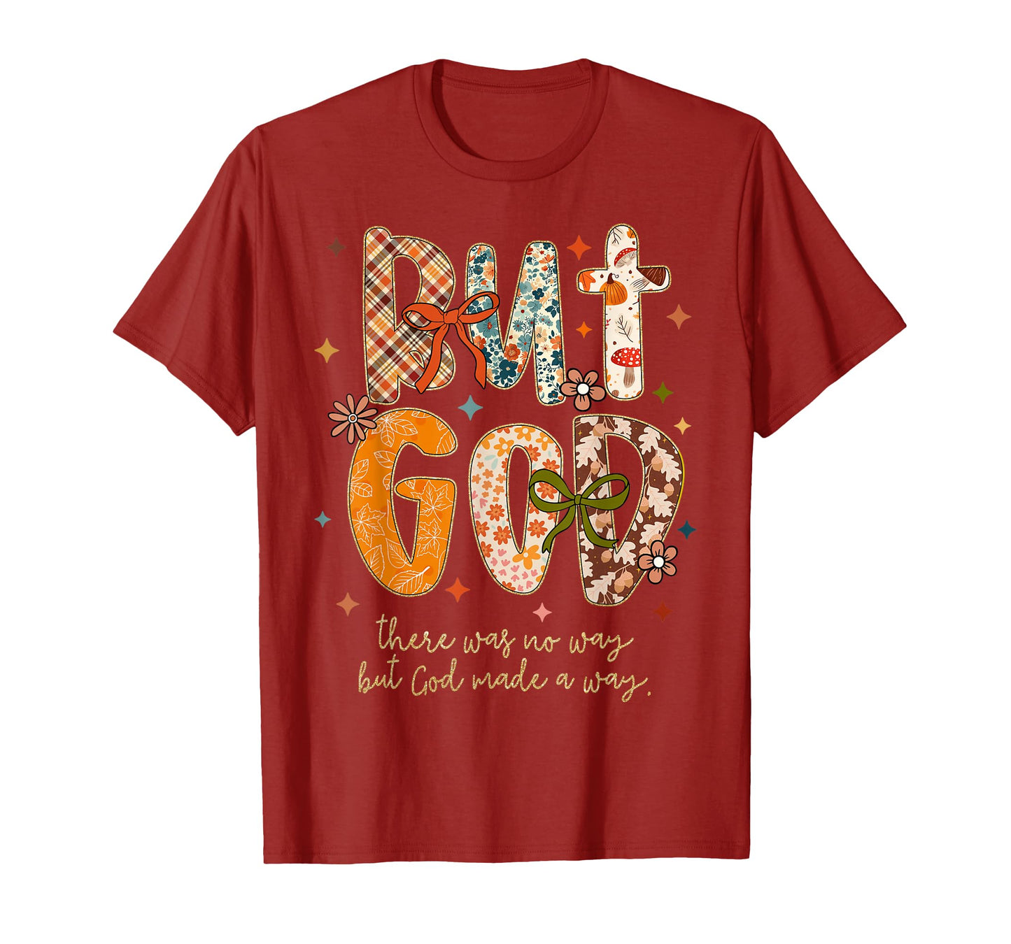 But God Christian Fall Autumn Thankful Floral Coquette Bow T-Shirt