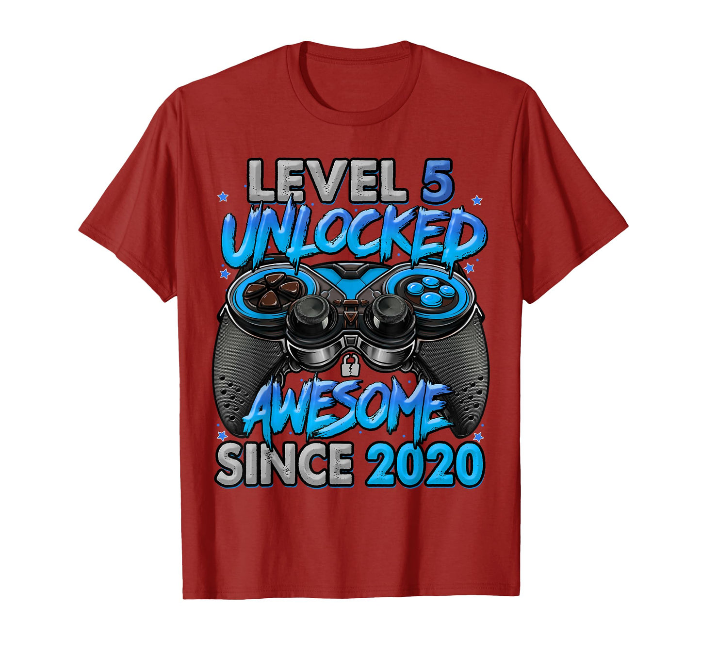 Level 5 Unlocked Awesome Since 2020 5th Birthday Gaming T-Shirt